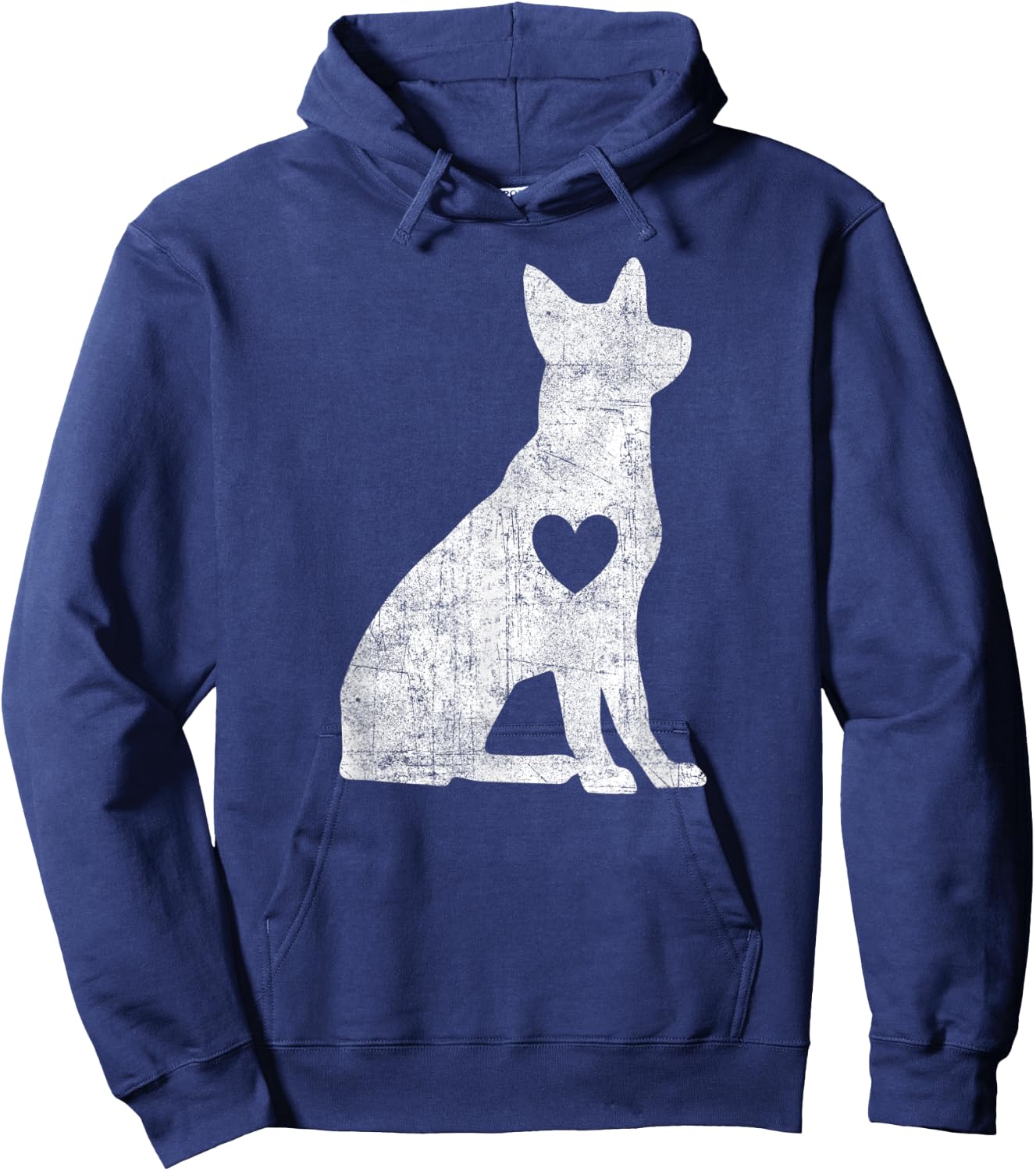 Vintage German Shepherd Heart Silhouette Dog Puppy Retro Hoodie - Hoodie | Navy
