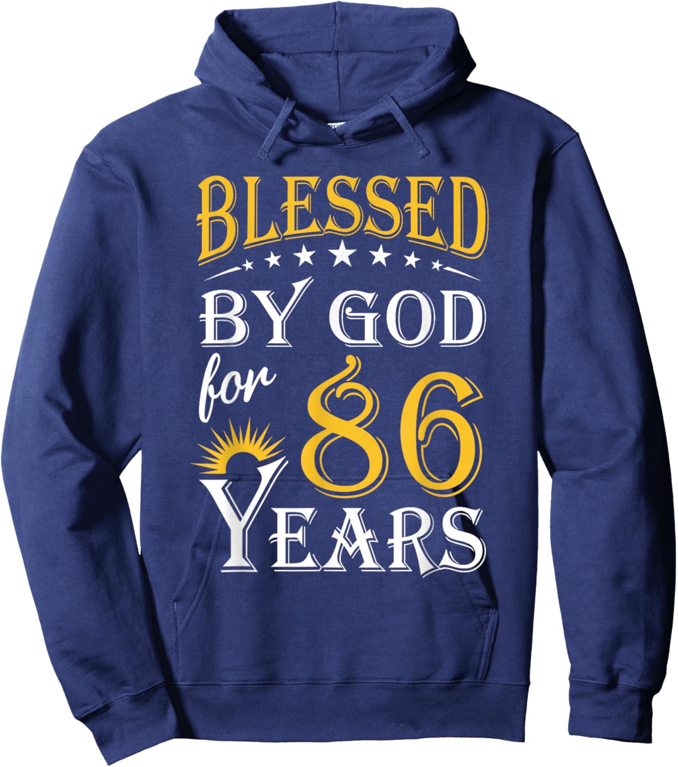 Vintage Blessed by God for 86 years Happy 86th Birthday Hoodie - Hoodie | Navy