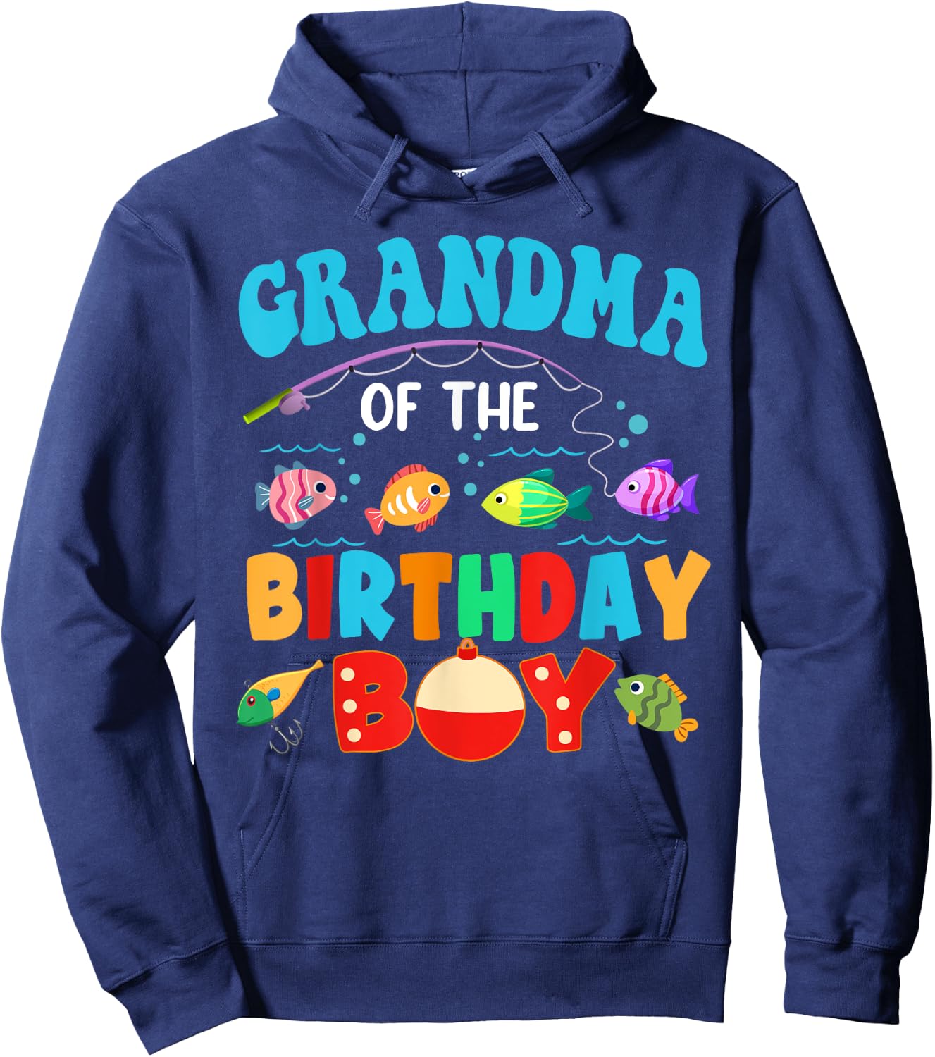 Grandma Of The Birthday Boy Sea Fish Ocean Animals Aquarium Hoodie - Hoodie | Navy