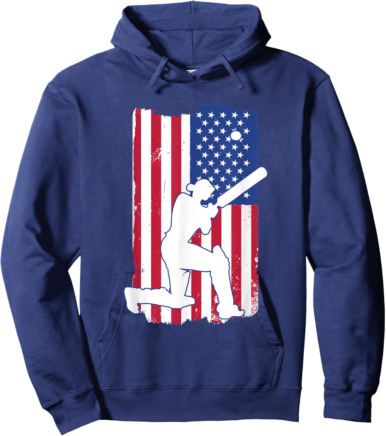 Cricket Player Cricket USA Team Coach American Flag Hoodie - Hoodie | Navy