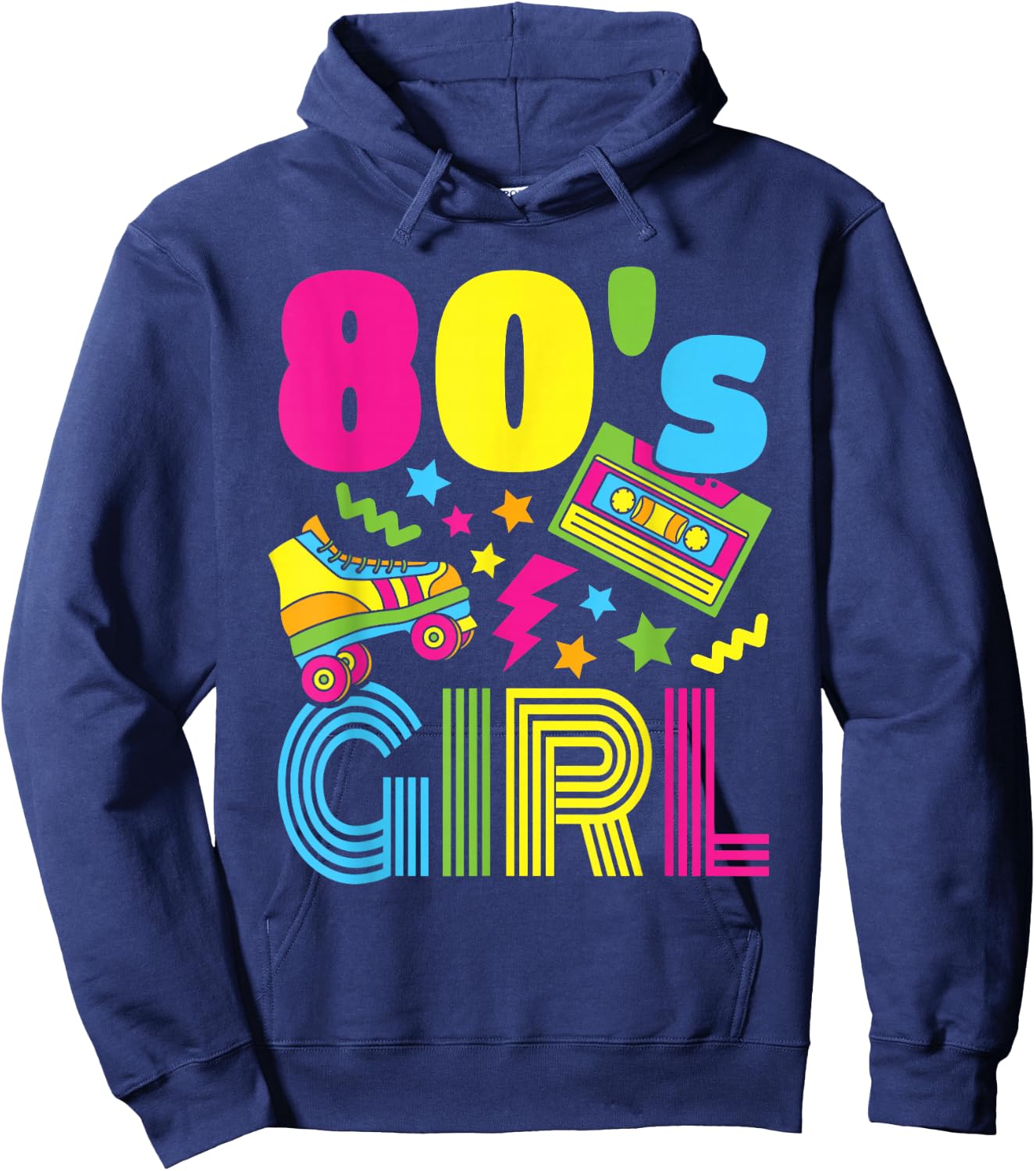80s Girl 1980s Theme Party 80s Costume Outfit Women Girls Hoodie - Hoodie | Navy