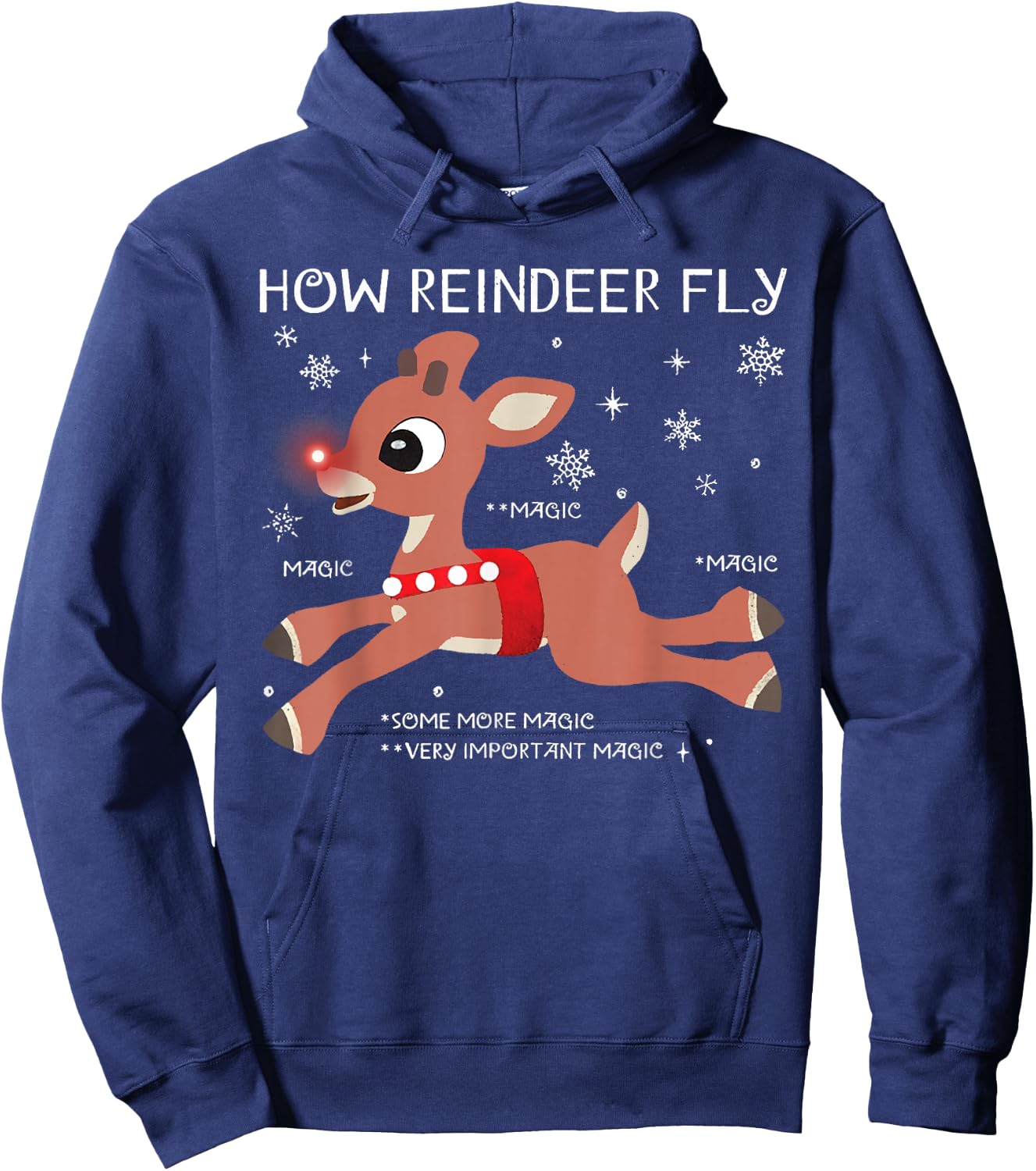 The Red-Nosed Reindeer How Reindeer Fly Christmas Hoodie - Hoodie | Navy