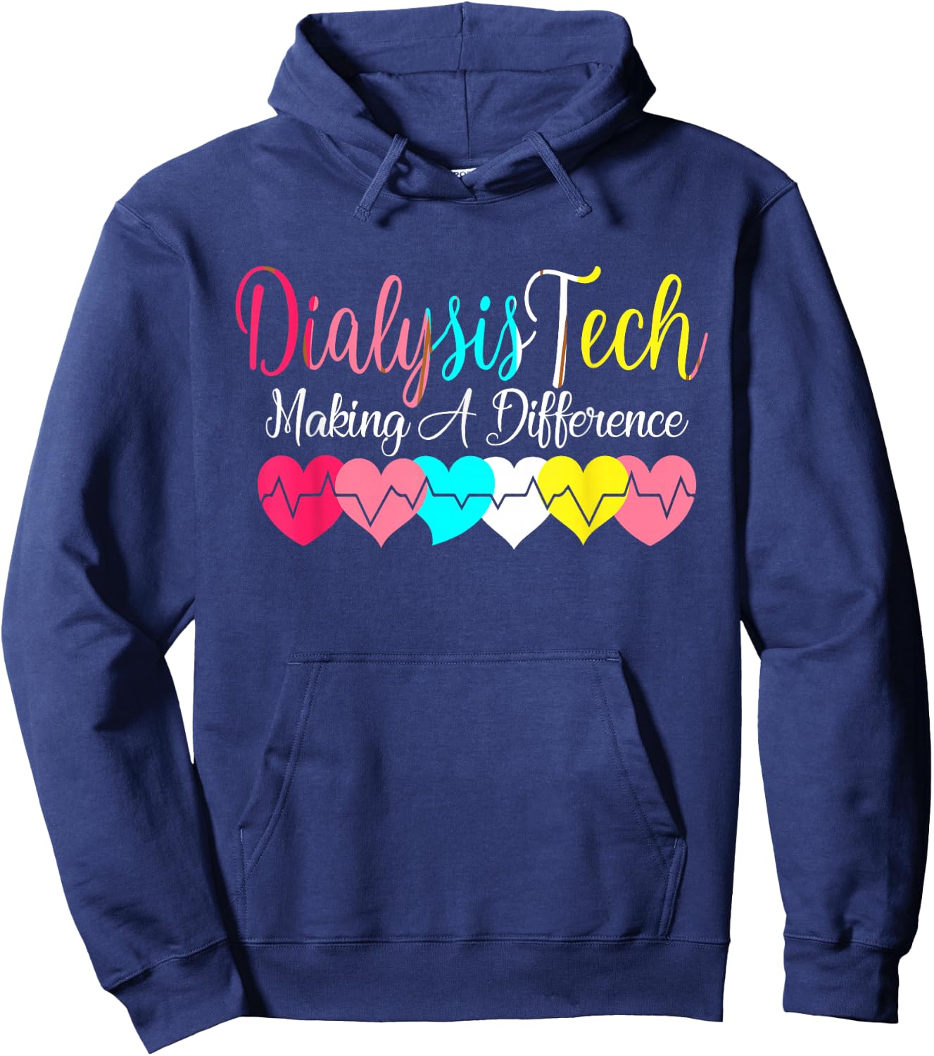 Dialysis Technician Nurse - Kidney Heartbeat Awareness Hoodie - Hoodie | Navy