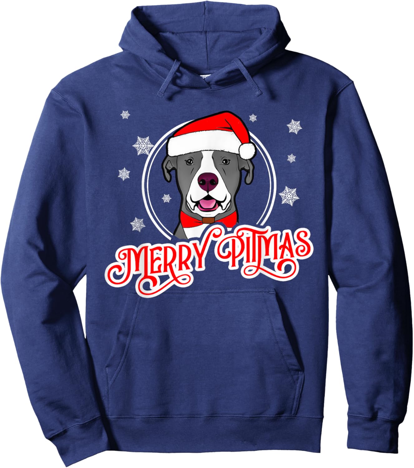 Pit Bull Christmas Merry Pitmas Hoodie - Hoodie | Navy