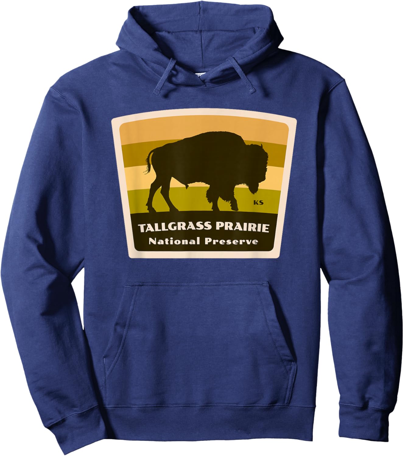 Tallgrass Prairie National Preserve Kansas Bison Herd Hoodie - Hoodie | Navy