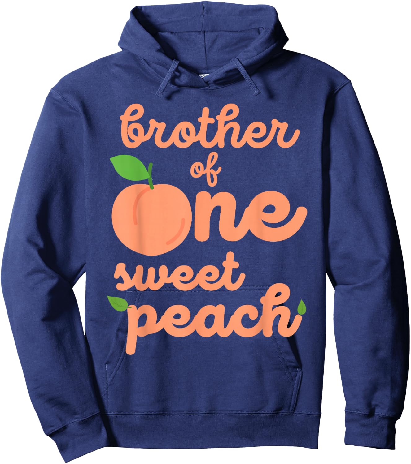 Brother First Birthday One Sweet Peach Bday Family Matching Hoodie - Hoodie | Navy