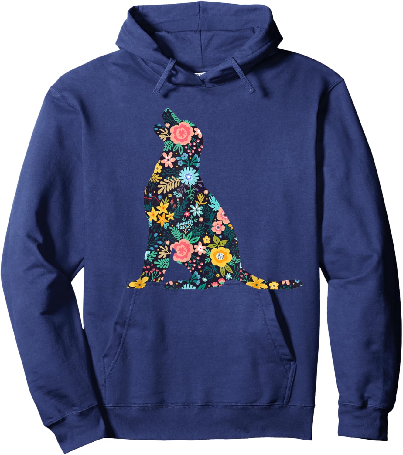 Labrador Retriever Floral Dog Silhouette Graphic Hoodie - Hoodie | Navy
