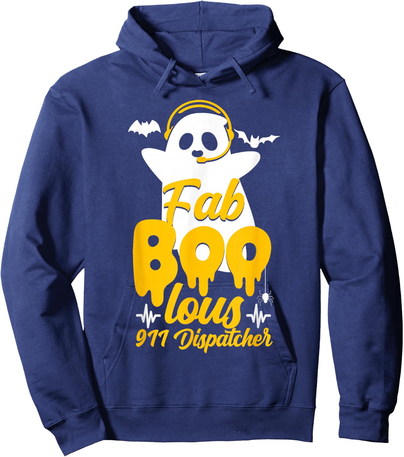 911 Dispatcher Thin Gold Yellow Line Halloween Costume Ghost Hoodie - Hoodie | Navy