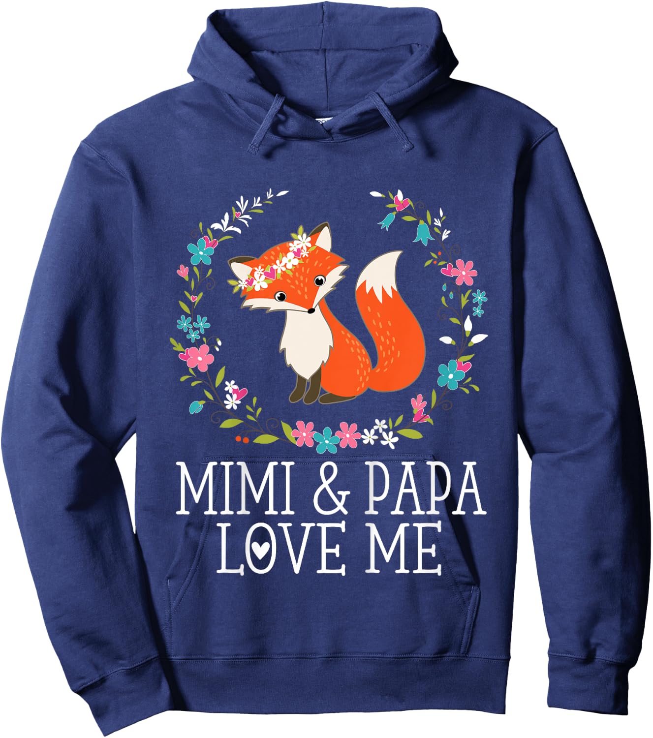 Mimi and Papa Love Me Granddaughter with Fox Hoodie - Hoodie | Navy