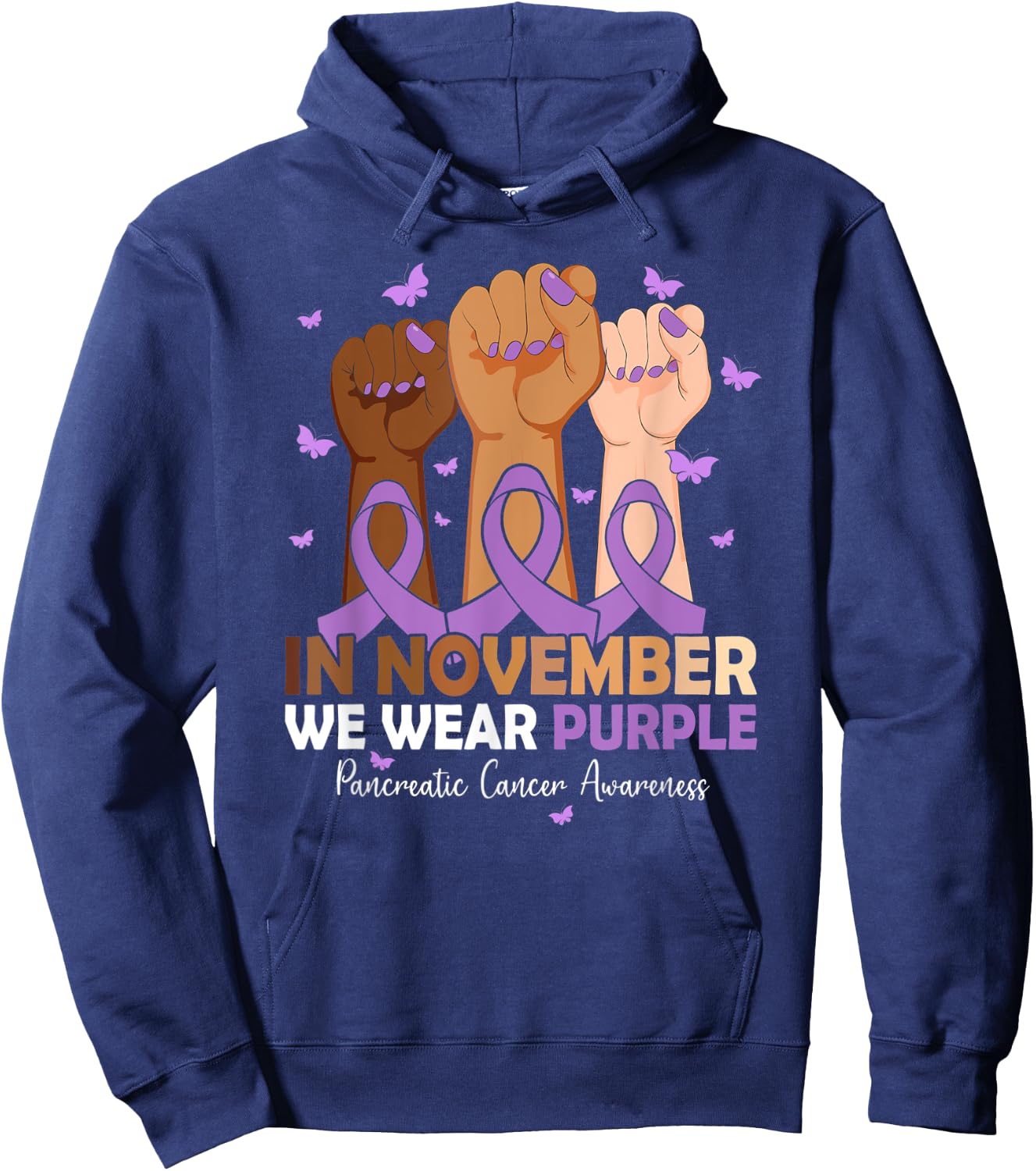 In November We Wear Purple Pancreatic Cancer Awareness Hoodie - Hoodie | Navy