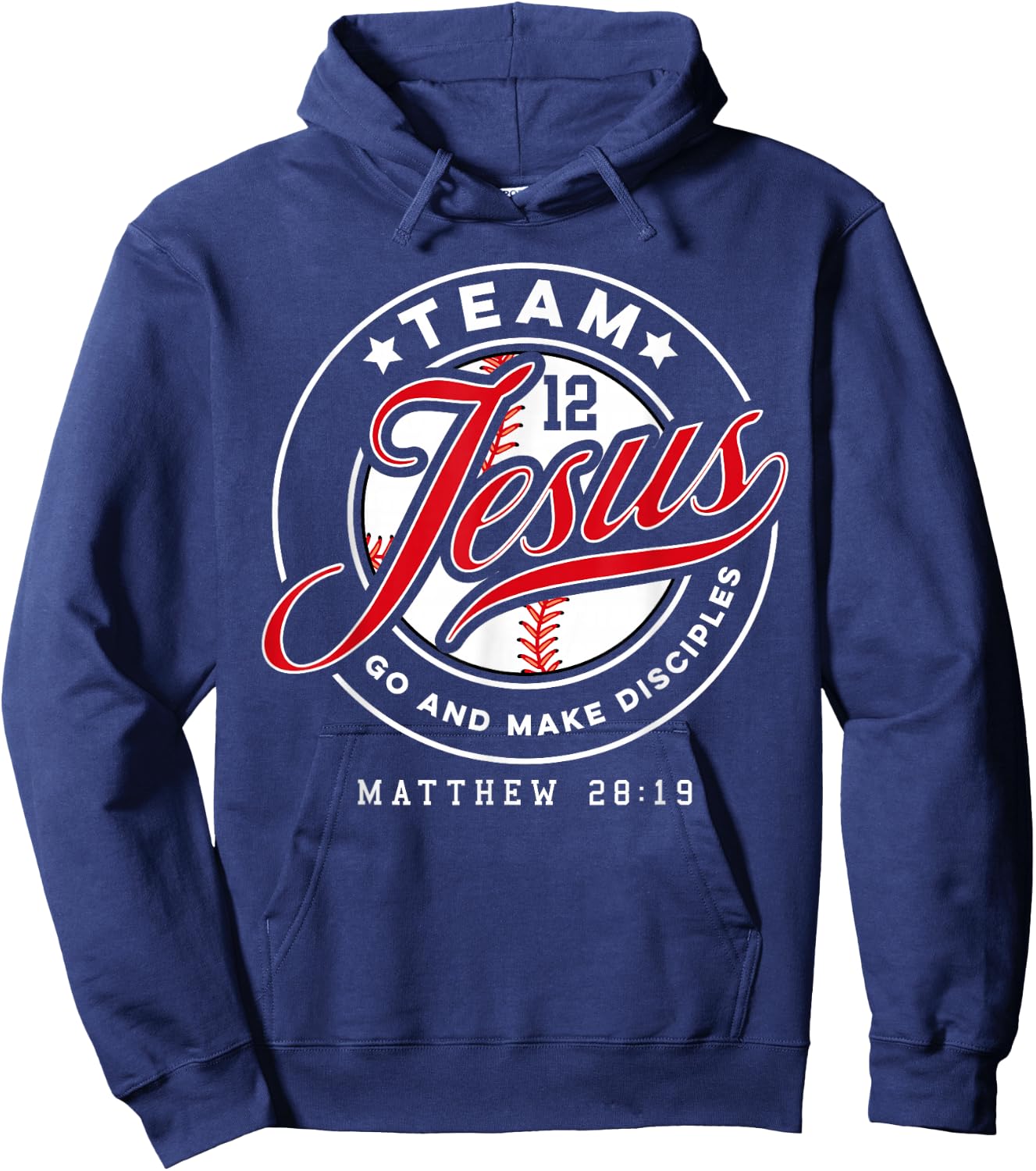 Jesus and Baseball Team Jesus Christian Matthew 28:19 Verse Hoodie - Hoodie | Navy
