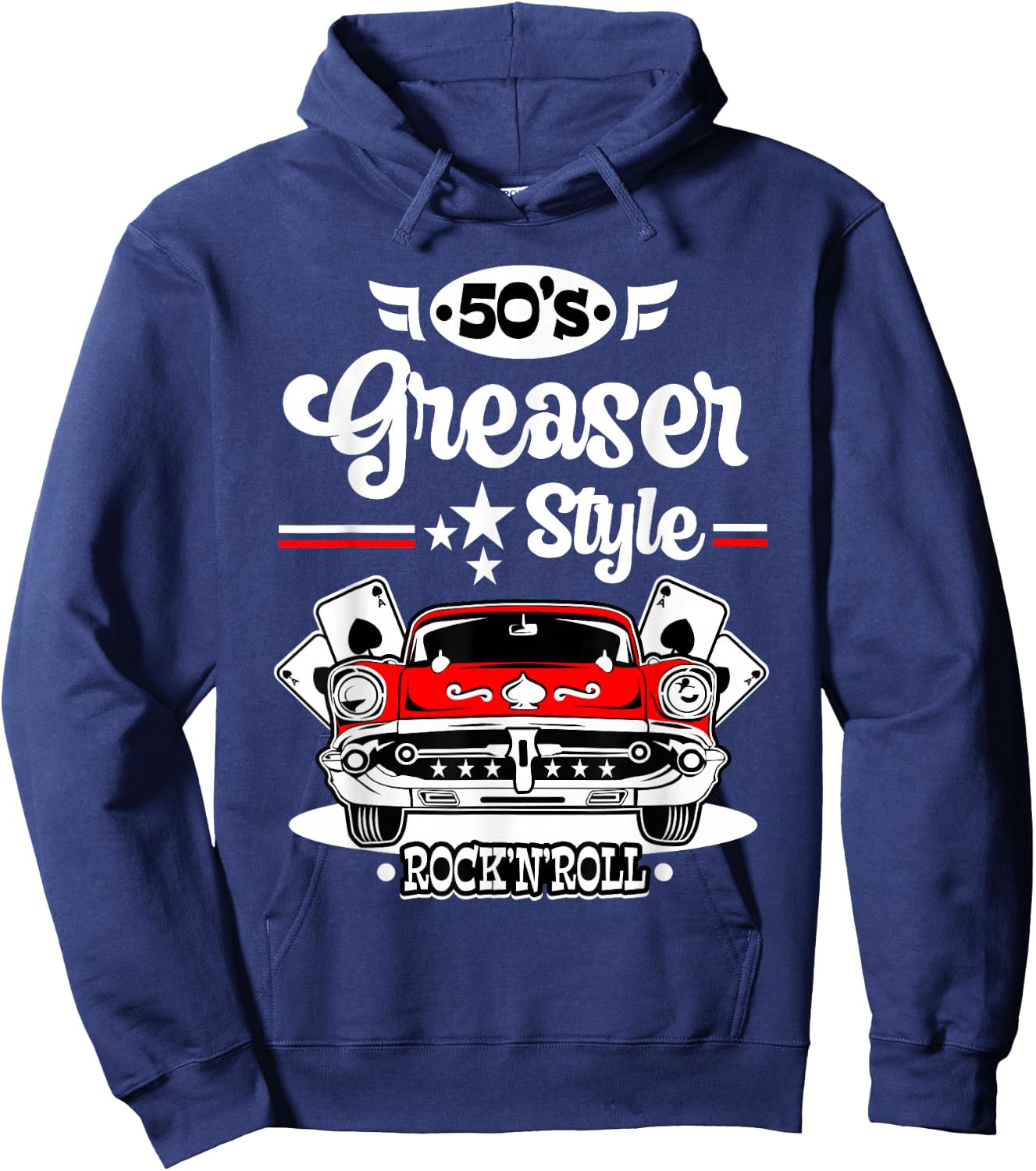 1950s Rockabilly 50s Greaser Sock Hop Costume Rock and Roll Hoodie - Hoodie | Navy