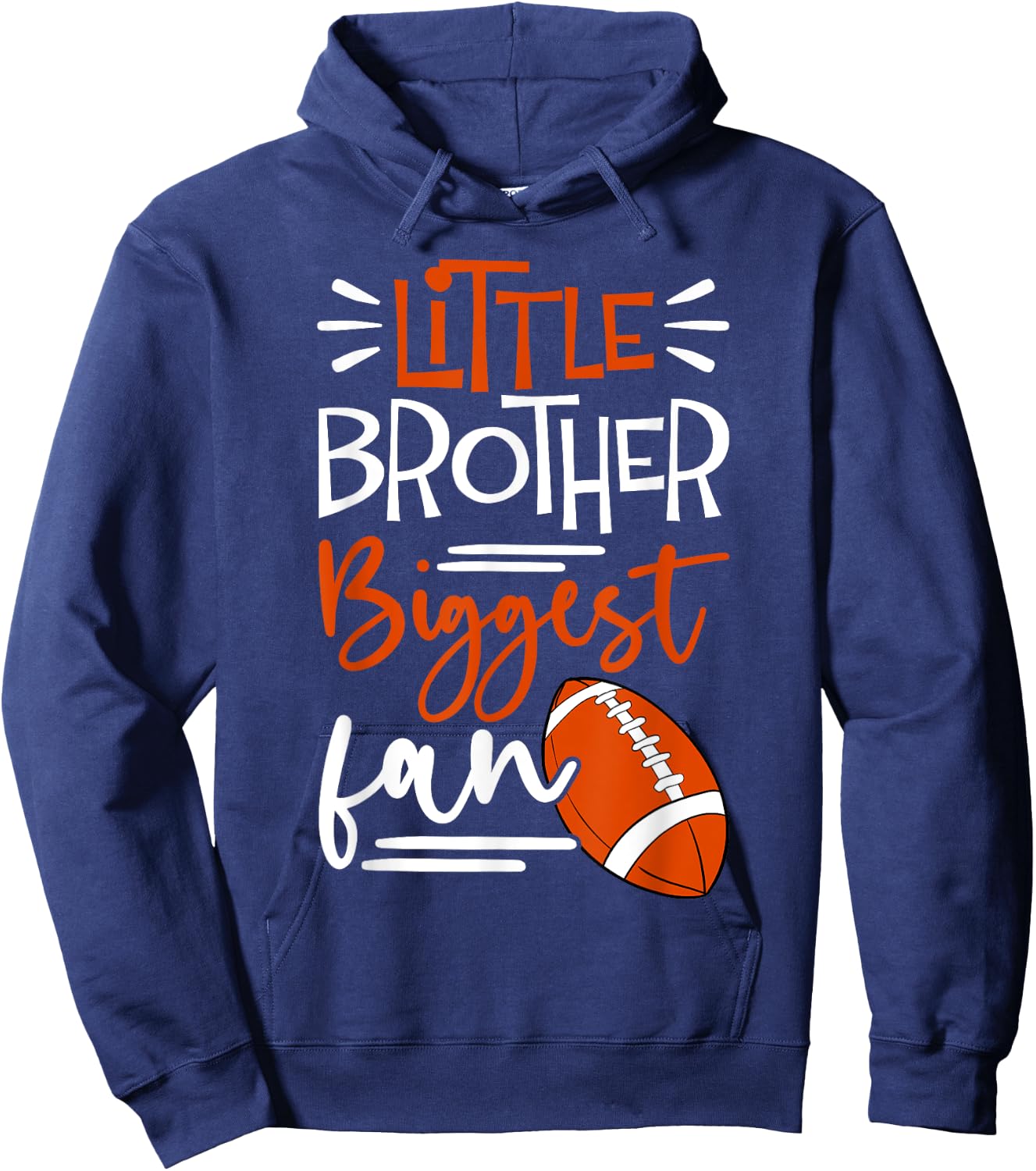 Little Brother Biggest Fan Football, Football Boys Hoodie - Hoodie | Navy