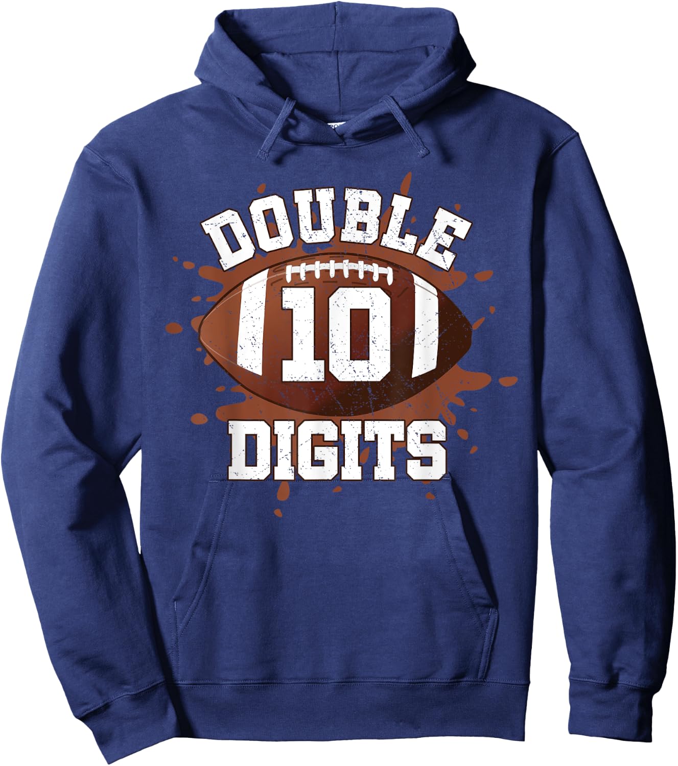 Double Digits Birthday Decorations Boy 10 Football 10th Bday Hoodie - Hoodie | Navy