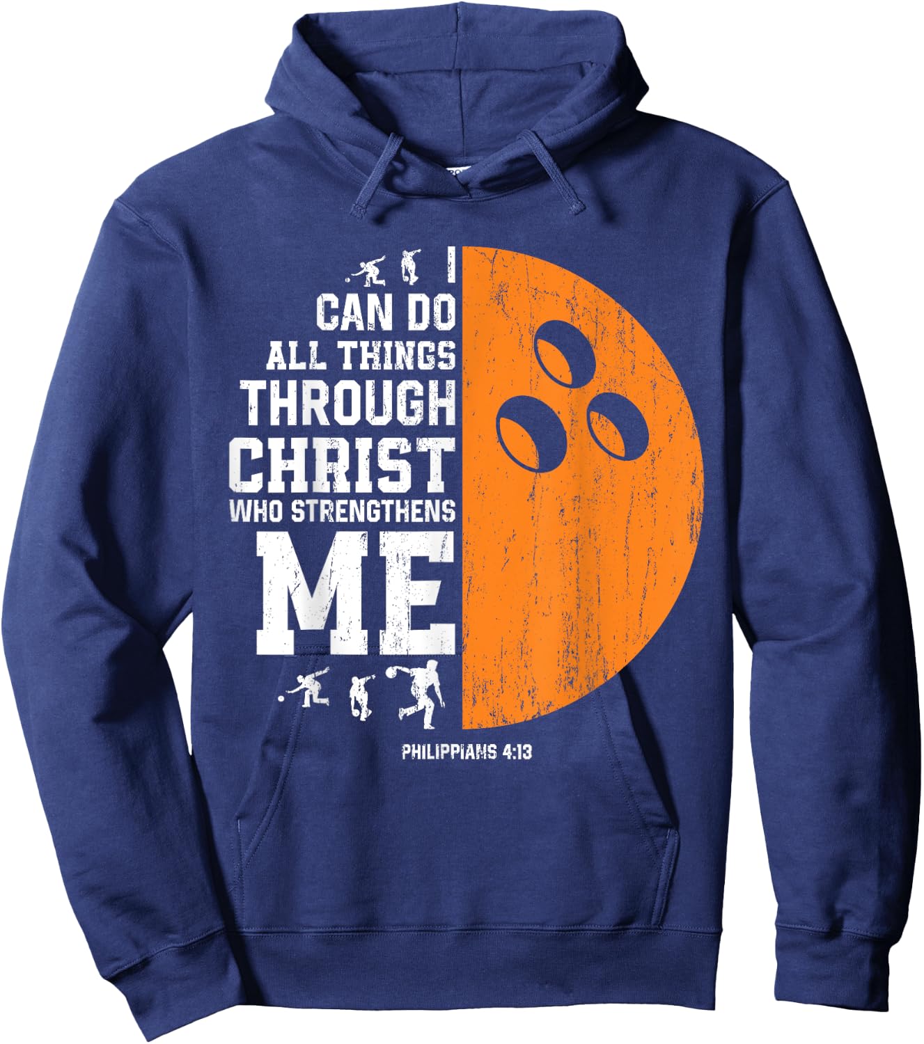 Christ Strengthens Me - Religious Christian Bowling Hoodie - Hoodie | Navy