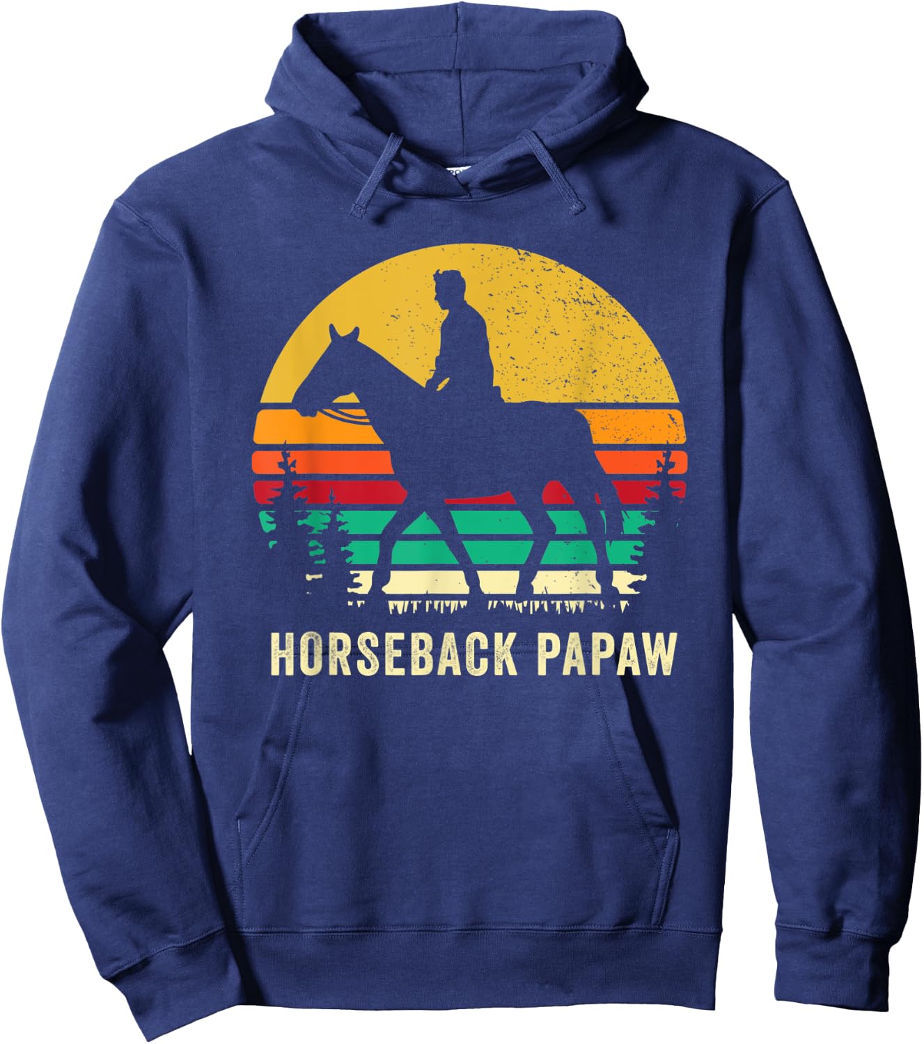 Horseback Rider Papaw Horse Riding Horse Back Grandfather Hoodie - Hoodie | Navy