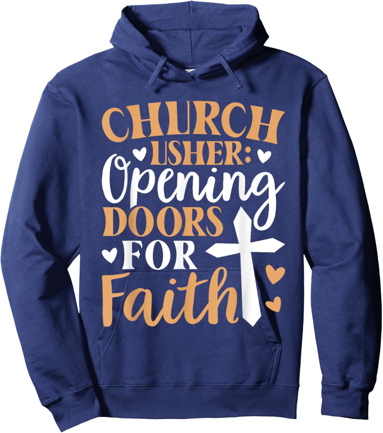 Church Usher Opening Doors For Faith Cross Catholicism Hoodie - Hoodie | Navy