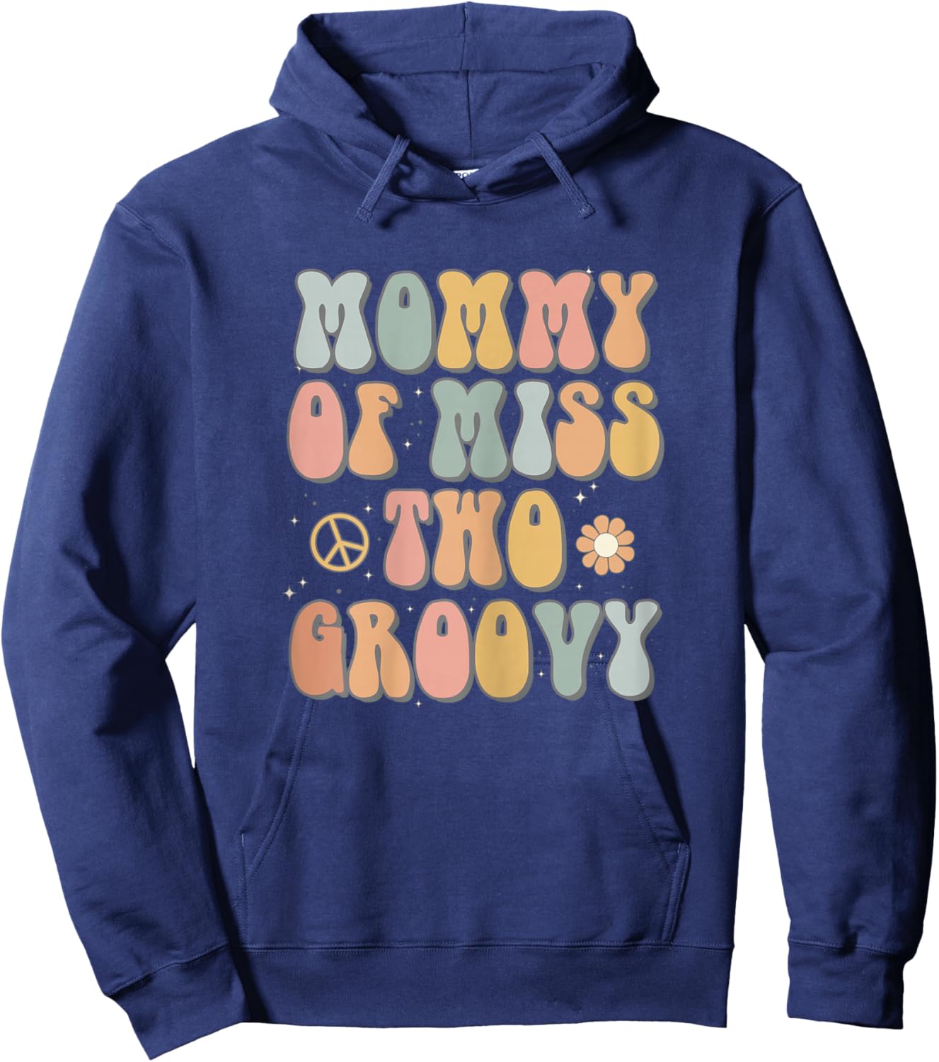 Mommy Mom Two Groovy Second Birthday Retro 2nd Bday Party Hoodie - Hoodie | Navy