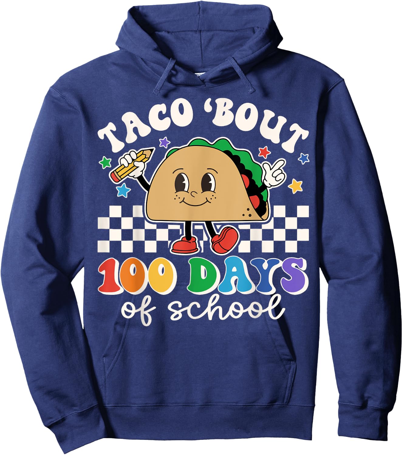 Taco Bout 100 Days of School Teacher Retro 100th Day Student Hoodie - Hoodie | Navy