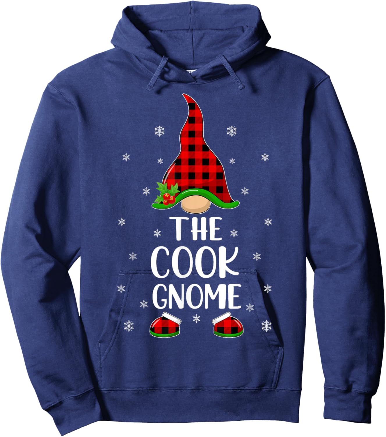 Matching Family Buffalo Plaid The Cook Gnome Christmas Hoodie - Hoodie | Navy
