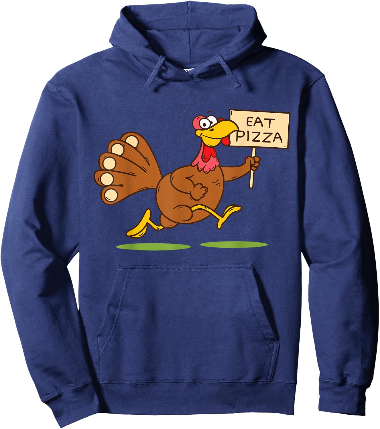 Turkey Eat Pizza Men Kids Vegan Funny Thanksgiving Family Hoodie - Hoodie | Navy