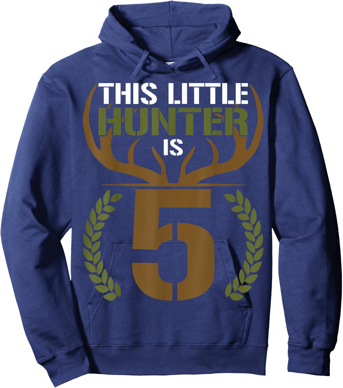 This Little Hunter is 5 Years Old 5th Birthday Deer Hunter Hoodie - Hoodie | Navy