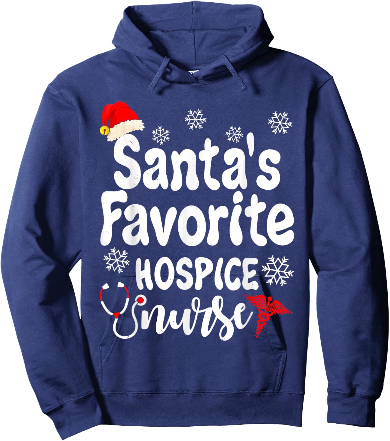 Santa's Christmas Favorite Hospice Nurse Funny Xmas Nursing Hoodie - Hoodie | Navy