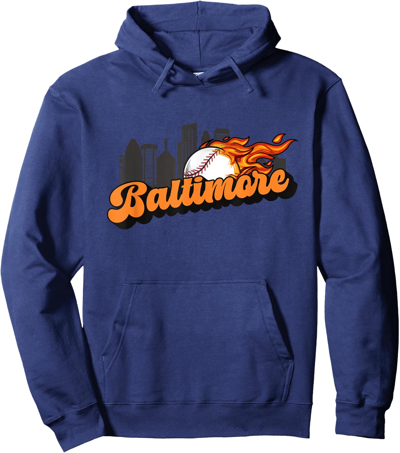 Baltimore Baseball Vintage City Skyline Retro Baseball Lover Hoodie - Hoodie | Navy