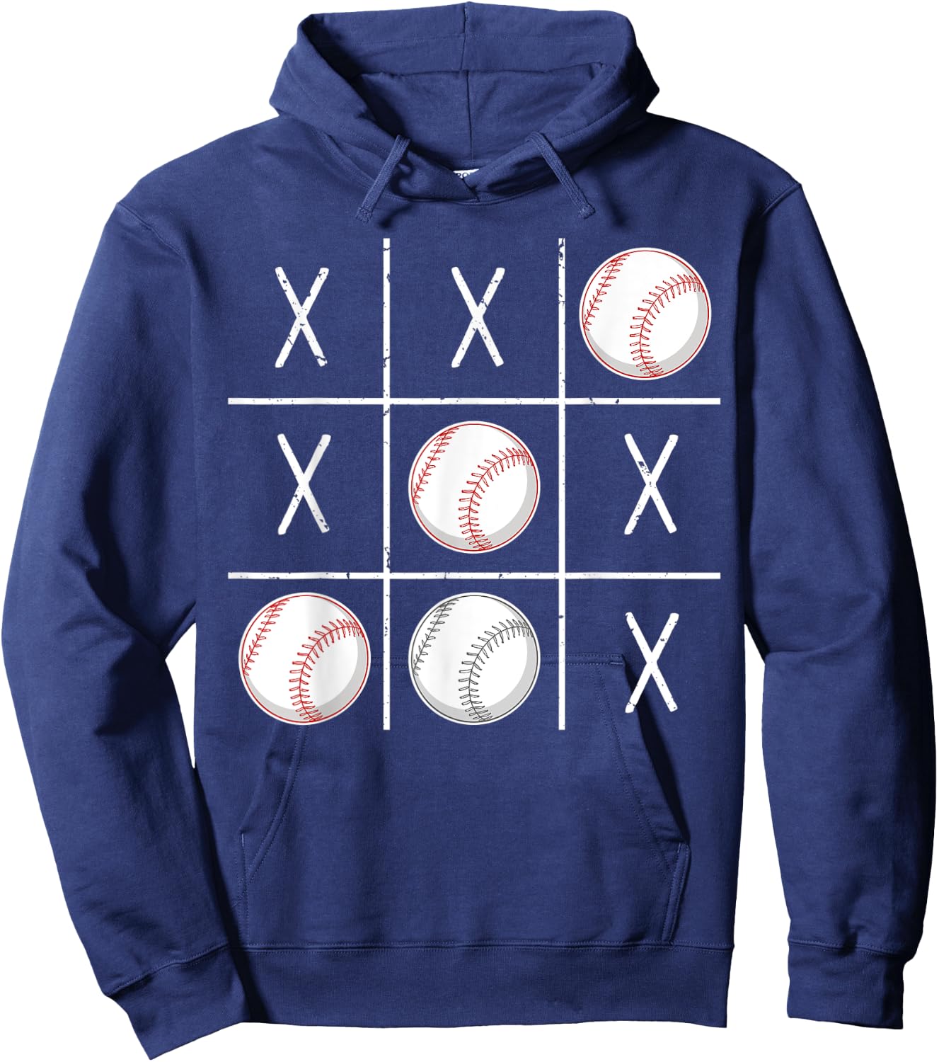 Baseball Ball Men Boys Baseball Tic-Tac-Toe Game XO-XO Hoodie - Hoodie | Navy