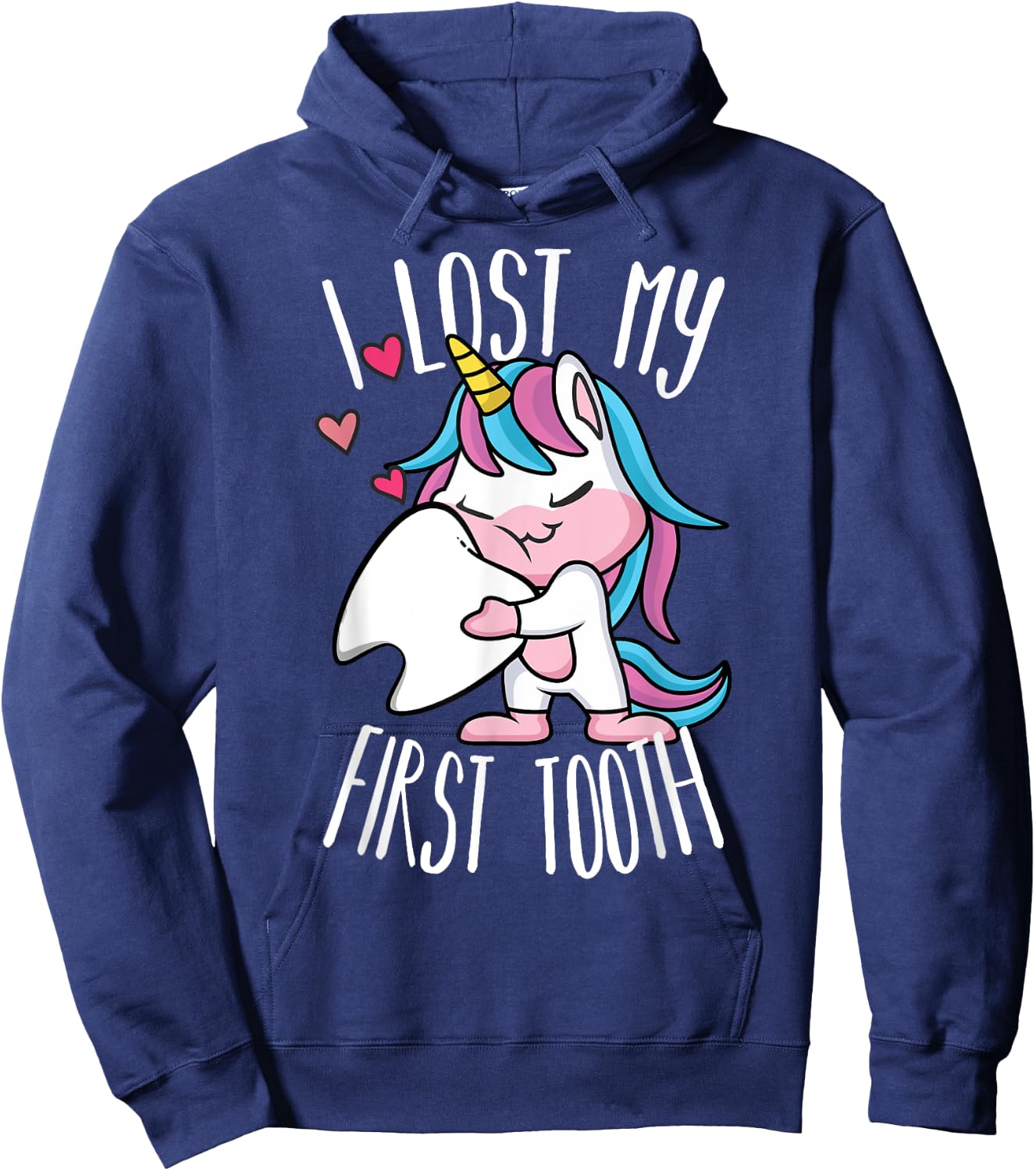 Funny Tooth Fairy - Cute Unicorn I Lost My First Tooth Hoodie - Hoodie | Navy