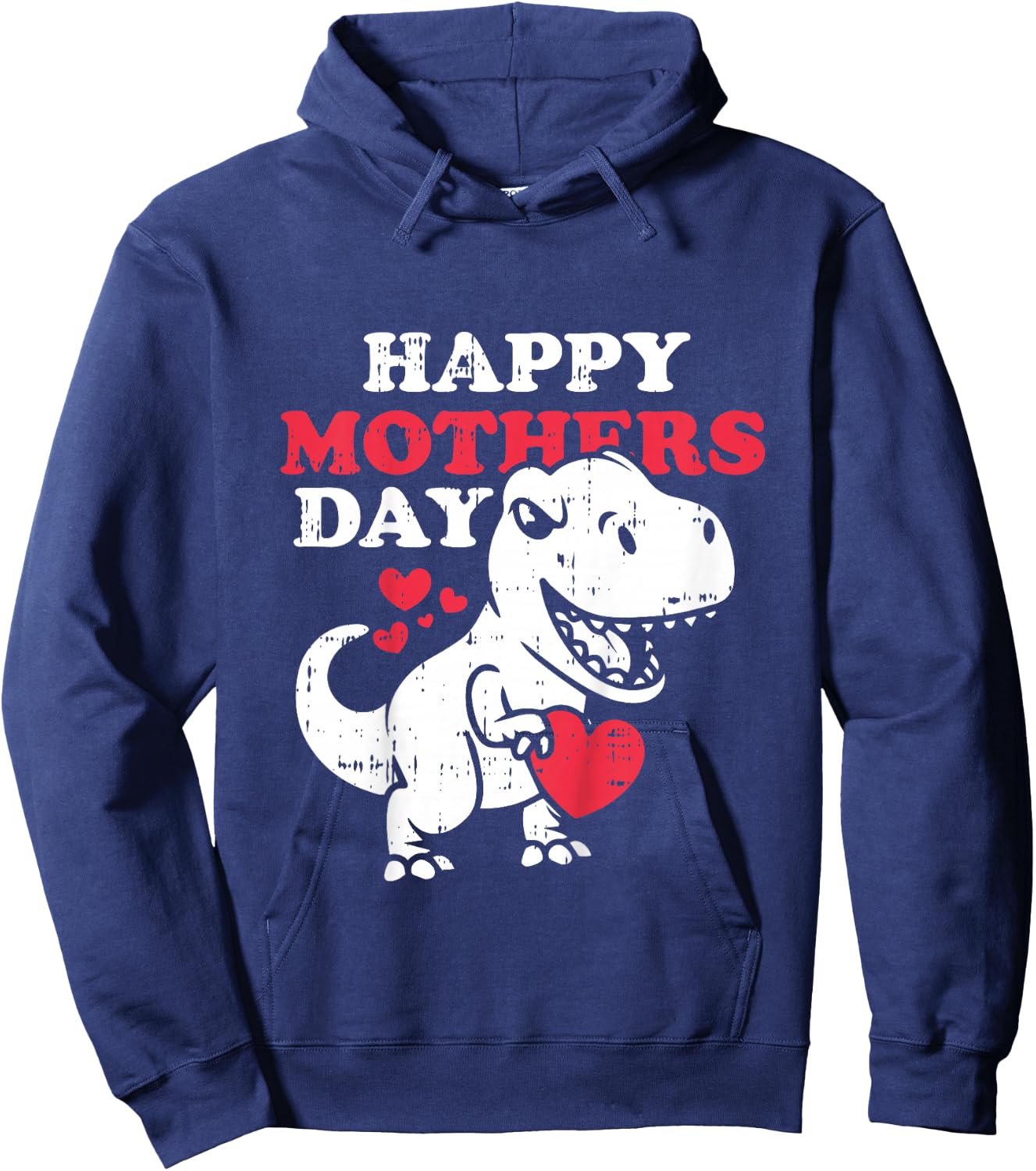 Kids Happy Mothers Day Cute T Rex Dinosaur Son Toddler Boys Hoodie - Hoodie | Navy
