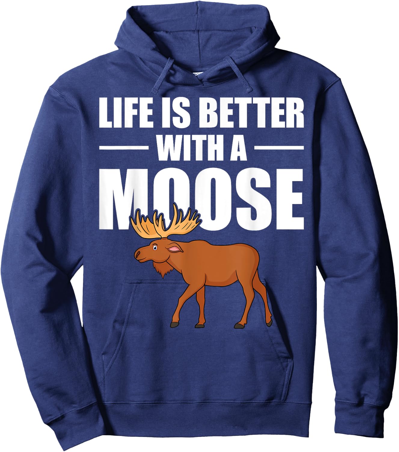 Funny Moose Design Women Boys Mammal Animal Apparel , Black Hoodie - Hoodie | Navy