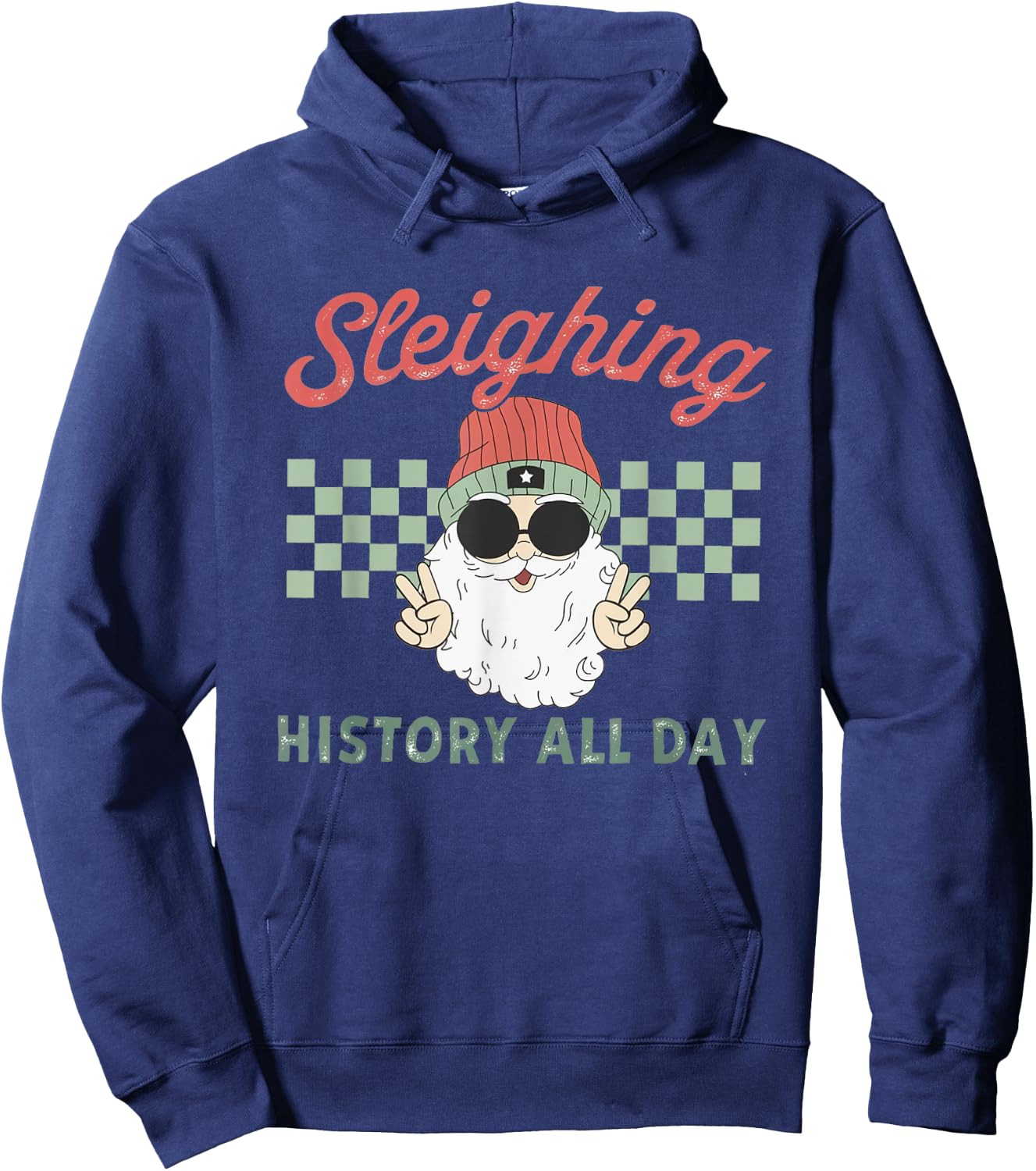 Women Retro Sleighing History All Day History Teacher Xmas Hoodie - Hoodie | Navy