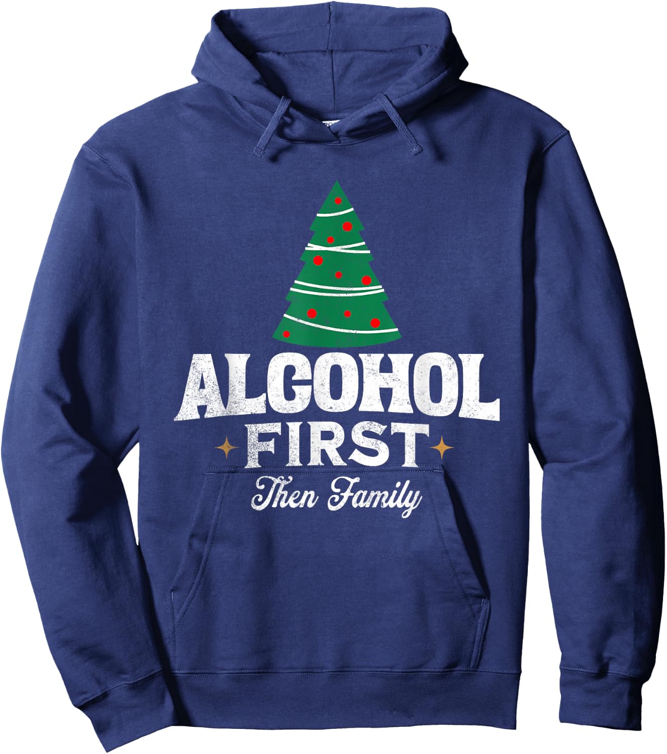 Funny Family Christmas Joke Clothing Apparel -Adults Black Short Sleeve Small Christmas Drinking Humor Hoodie - Hoodie | Navy