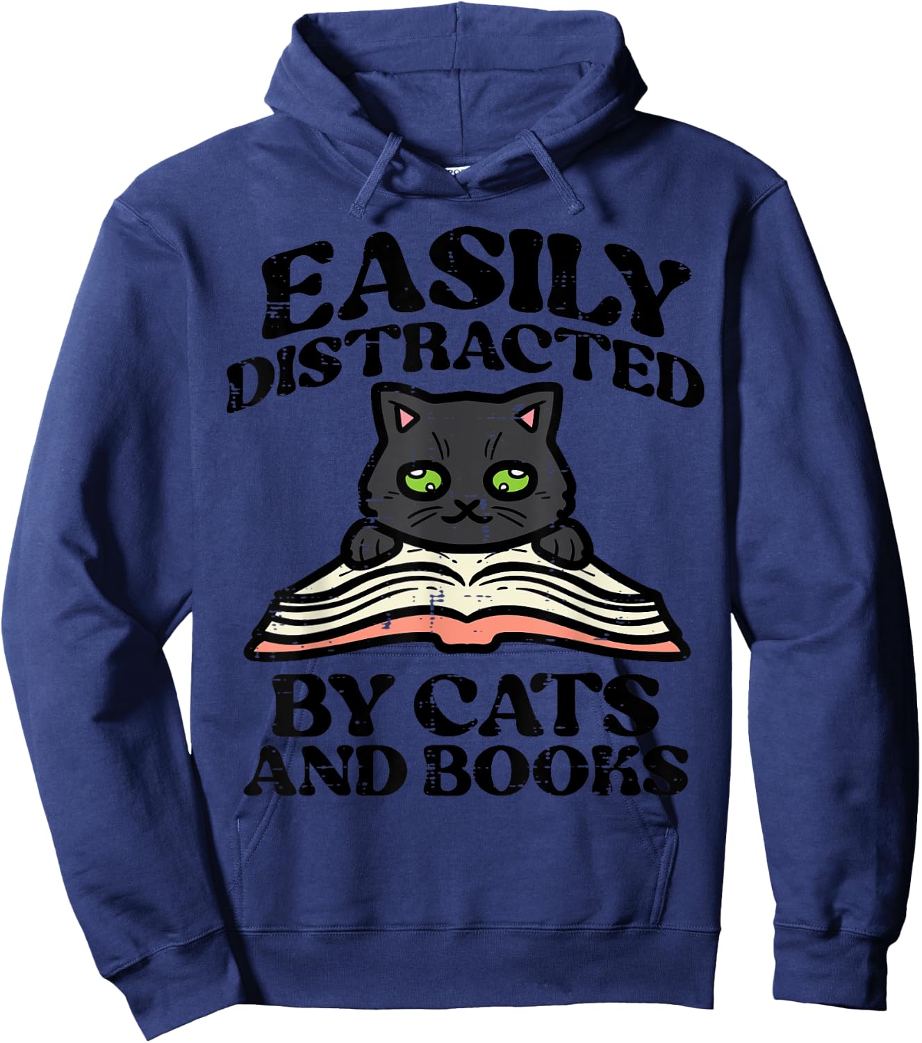 Easily Distracted Cats Books Librarian Women Girls Kids Teen Hoodie - Hoodie | Navy