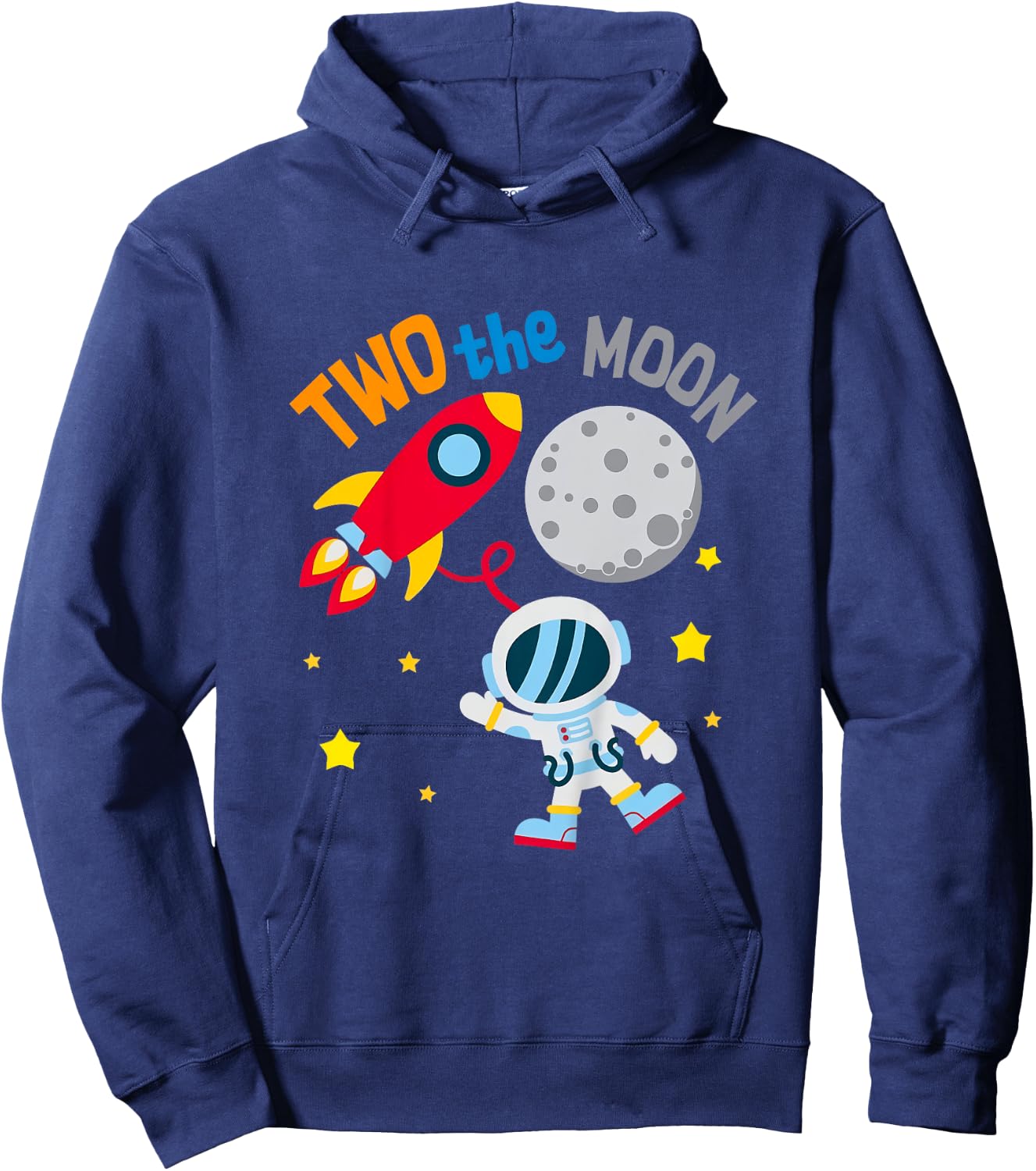 Kids Two The Moon 2nd Birthday Gift 2 Year Old Astronaut Bday Boy Hoodie - Hoodie | Navy