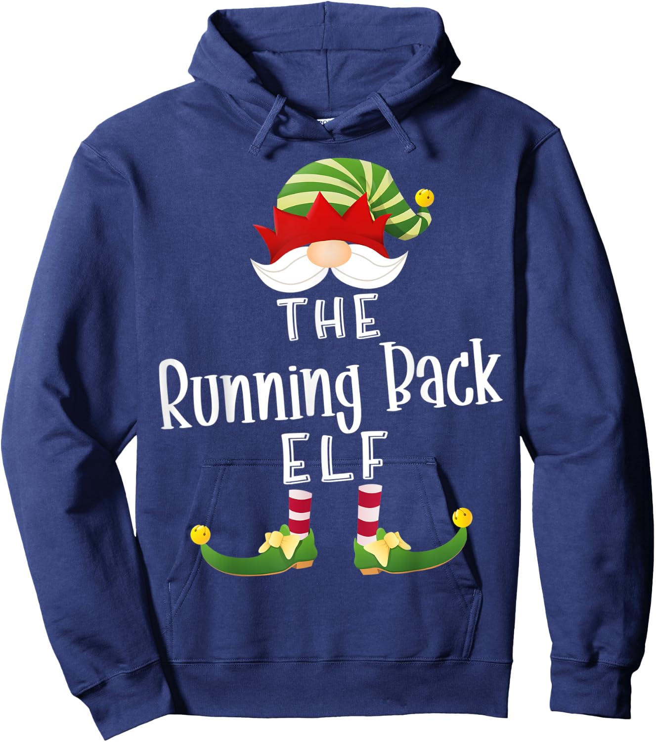 Running Back Elf Group Christmas Funny Pajama Party Hoodie - Hoodie | Navy