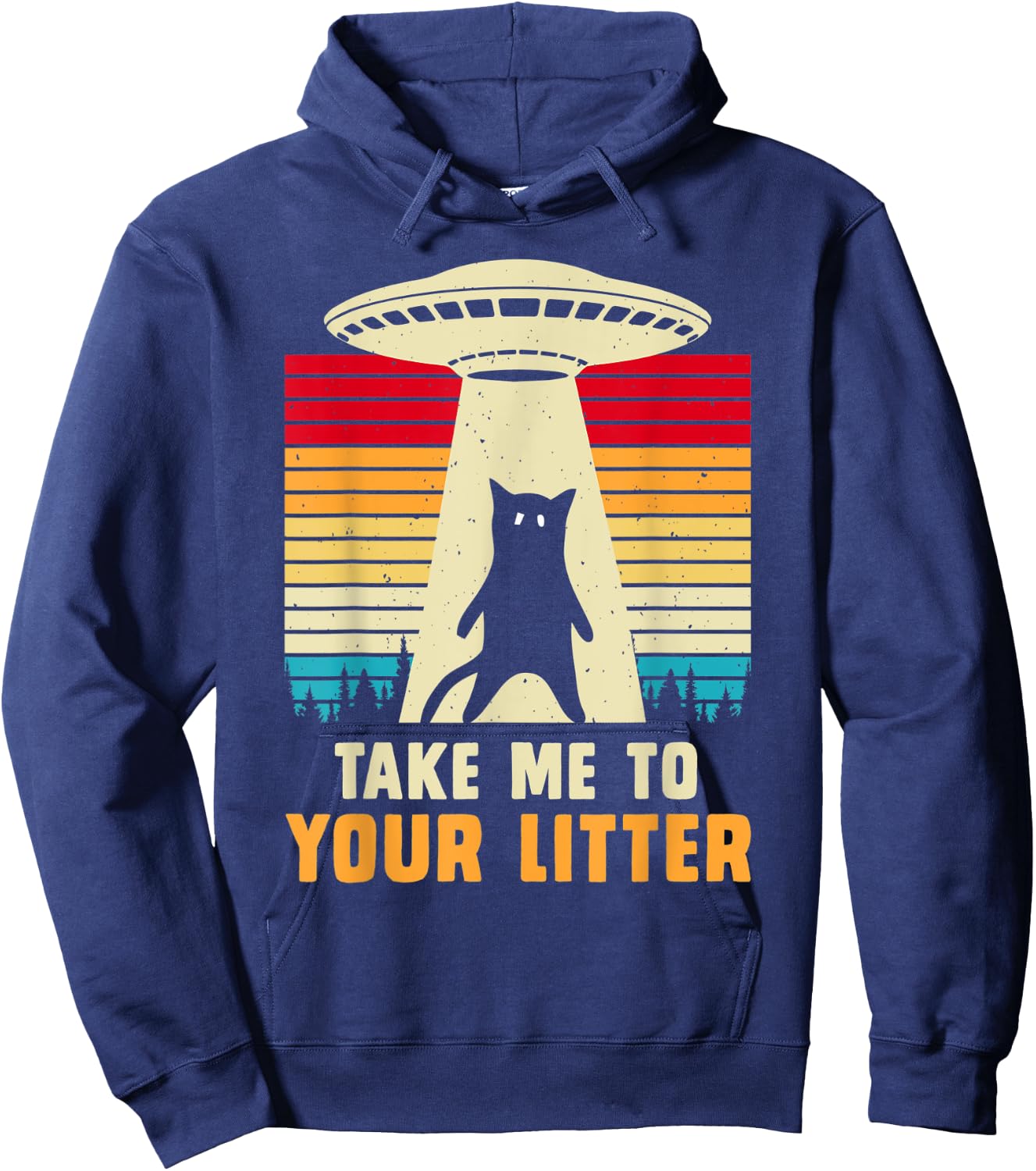 Funny Cat UFO Alien Abduction , I Want To Believe UFO Women Kids Hoodie - Hoodie | Navy
