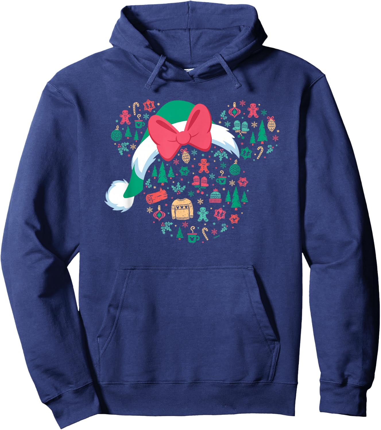 Disney Minnie Mouse Head Icon Christmas Holiday Santa Hat Hoodie - Hoodie | Navy