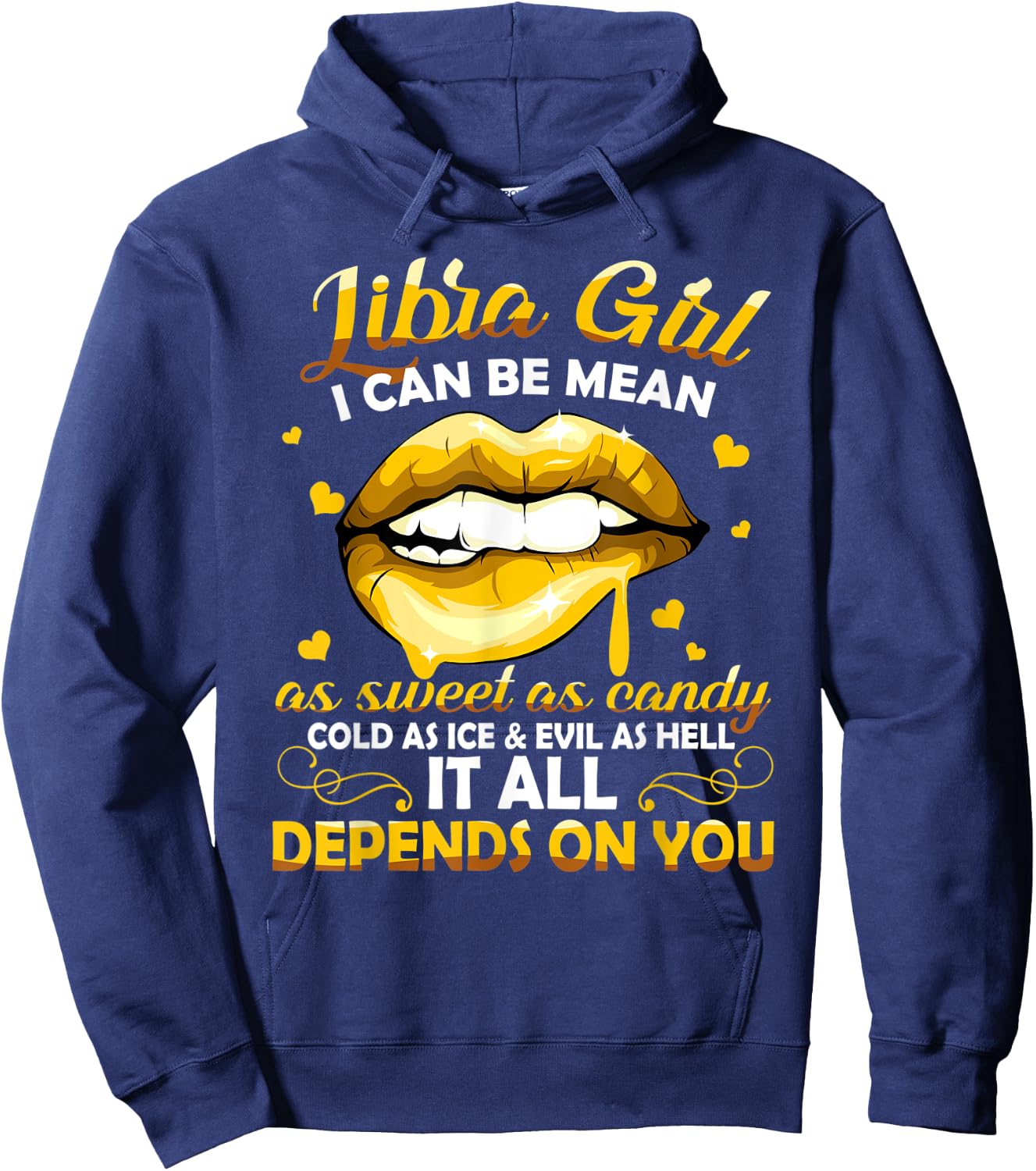 Libra Girl Zodiac Horoscope Birthday Sweet As Candy Lips Hoodie - Hoodie | Navy