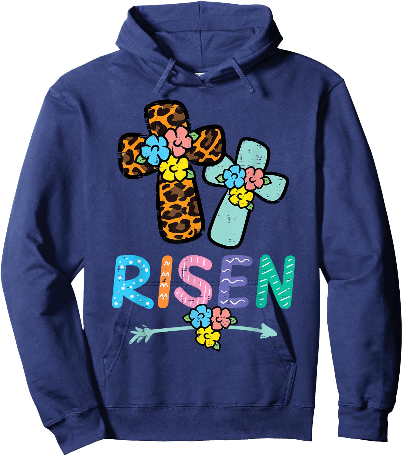 Easter Risen Jesus Cross Christian Women Girls Kids Toddler Hoodie - Hoodie | Navy