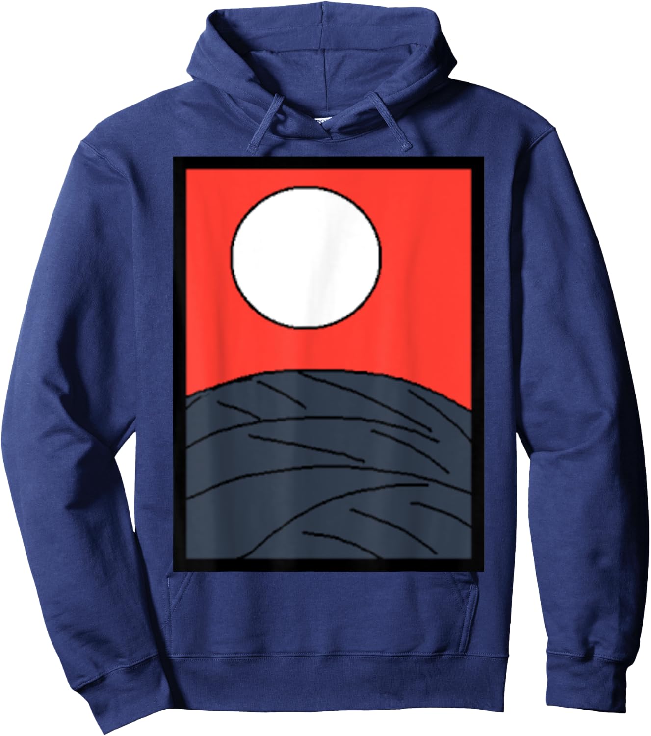 Funny Design Production Club Original Design Attention No.1 Japanese Karuta Hanafuda Moon Hoodie - Hoodie | Navy