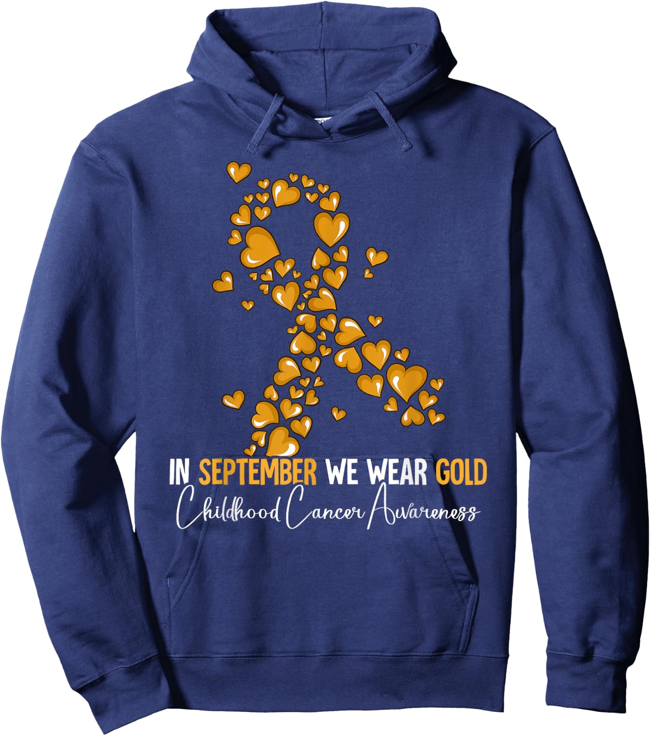 In September We Wear Gold Childhood Cancer Awareness Hoodie - Hoodie | Navy