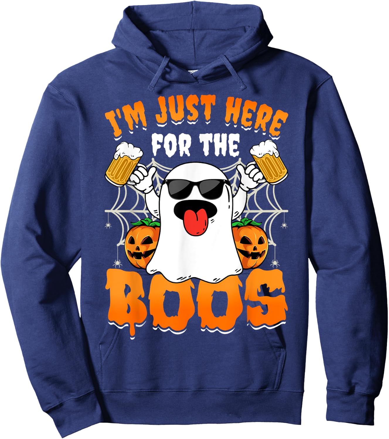 Funny Halloween Ghost Costume I'm Just Here For The Boos Hoodie - Hoodie | Navy