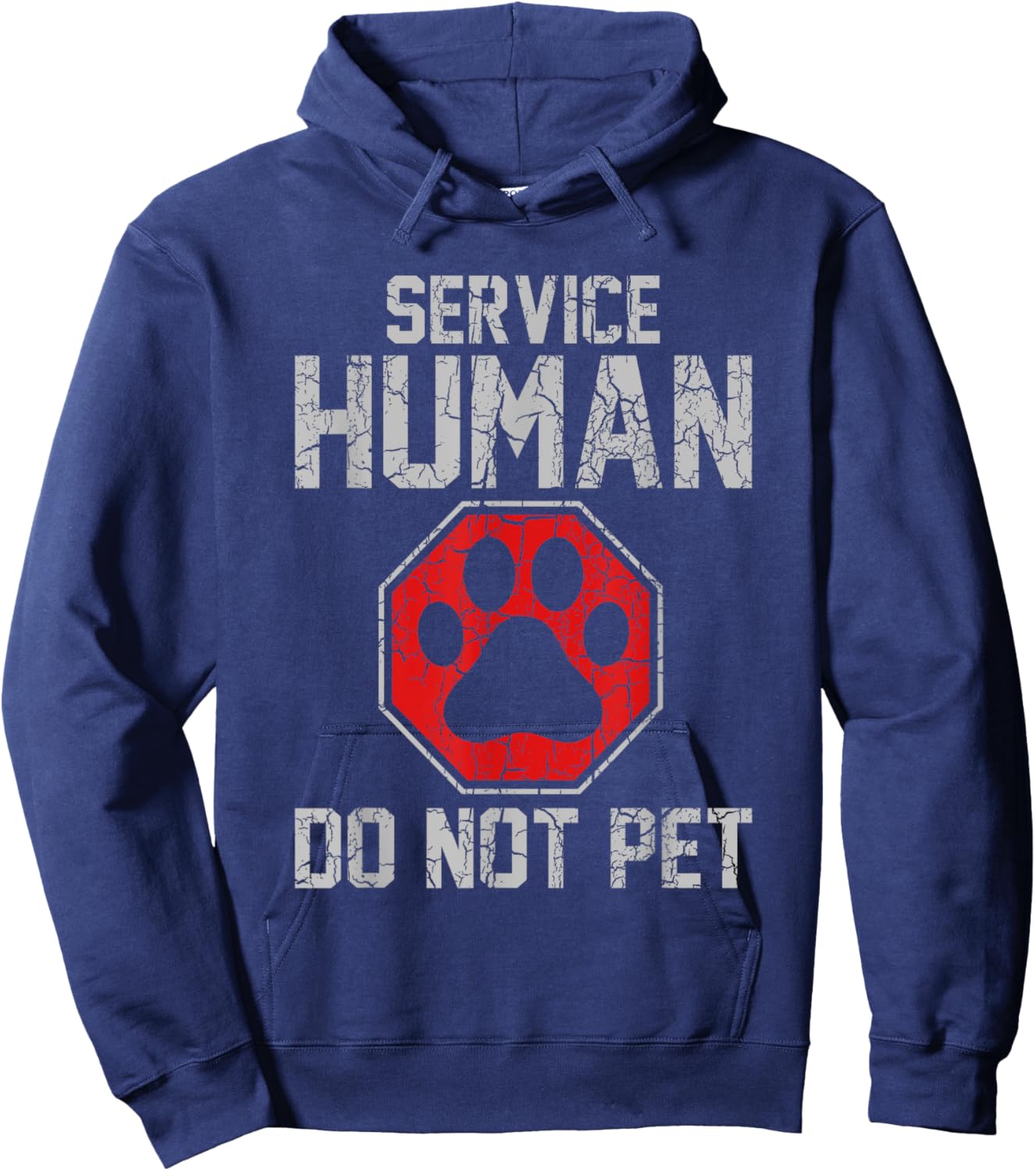 Service Dog Human Do Not Pet Funny Vintage Rescue Dog Owner Hoodie - Hoodie | Navy