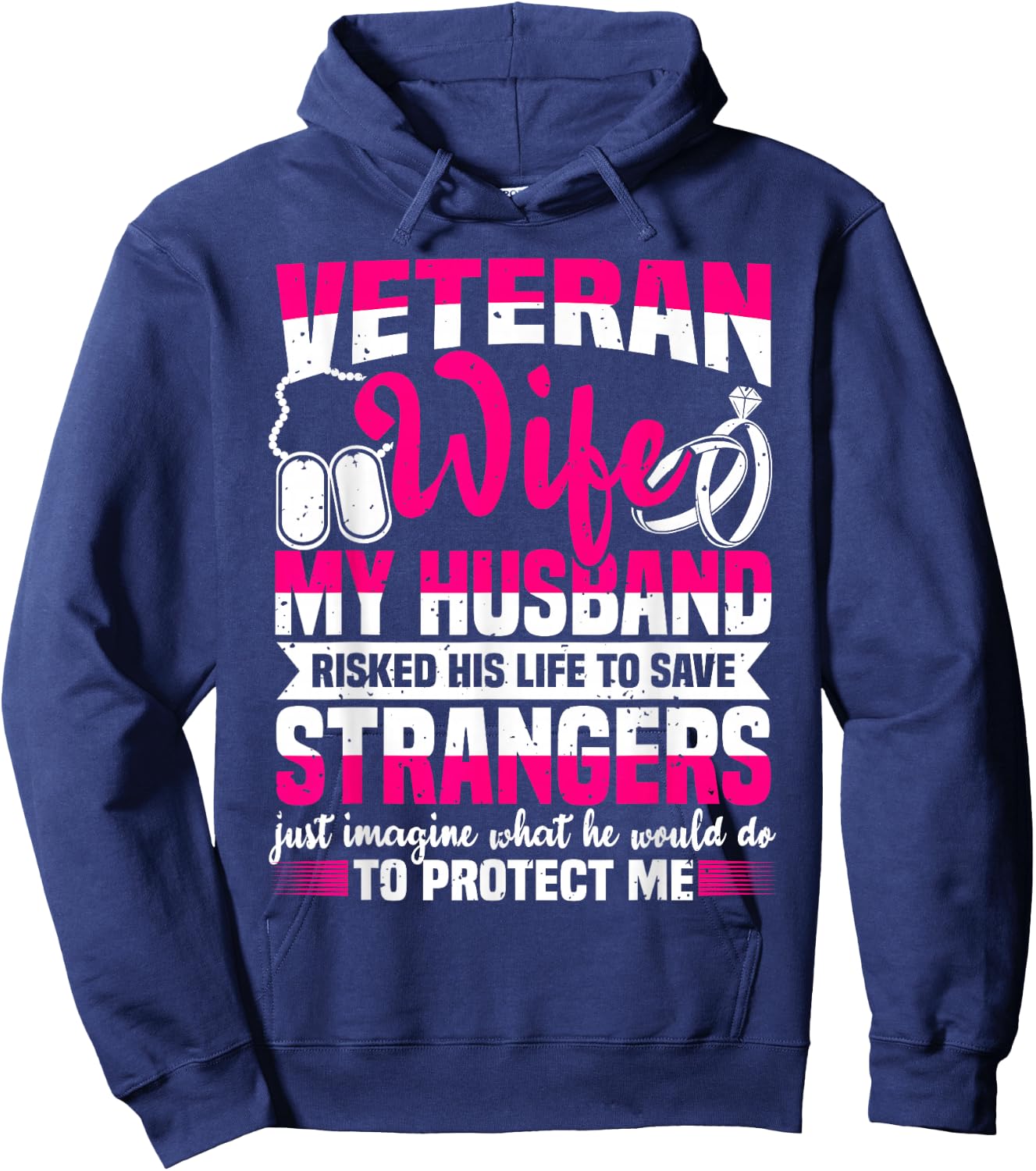 Veteran Wife, Husband Soldier & Saying for Military Women Hoodie - Hoodie | Navy