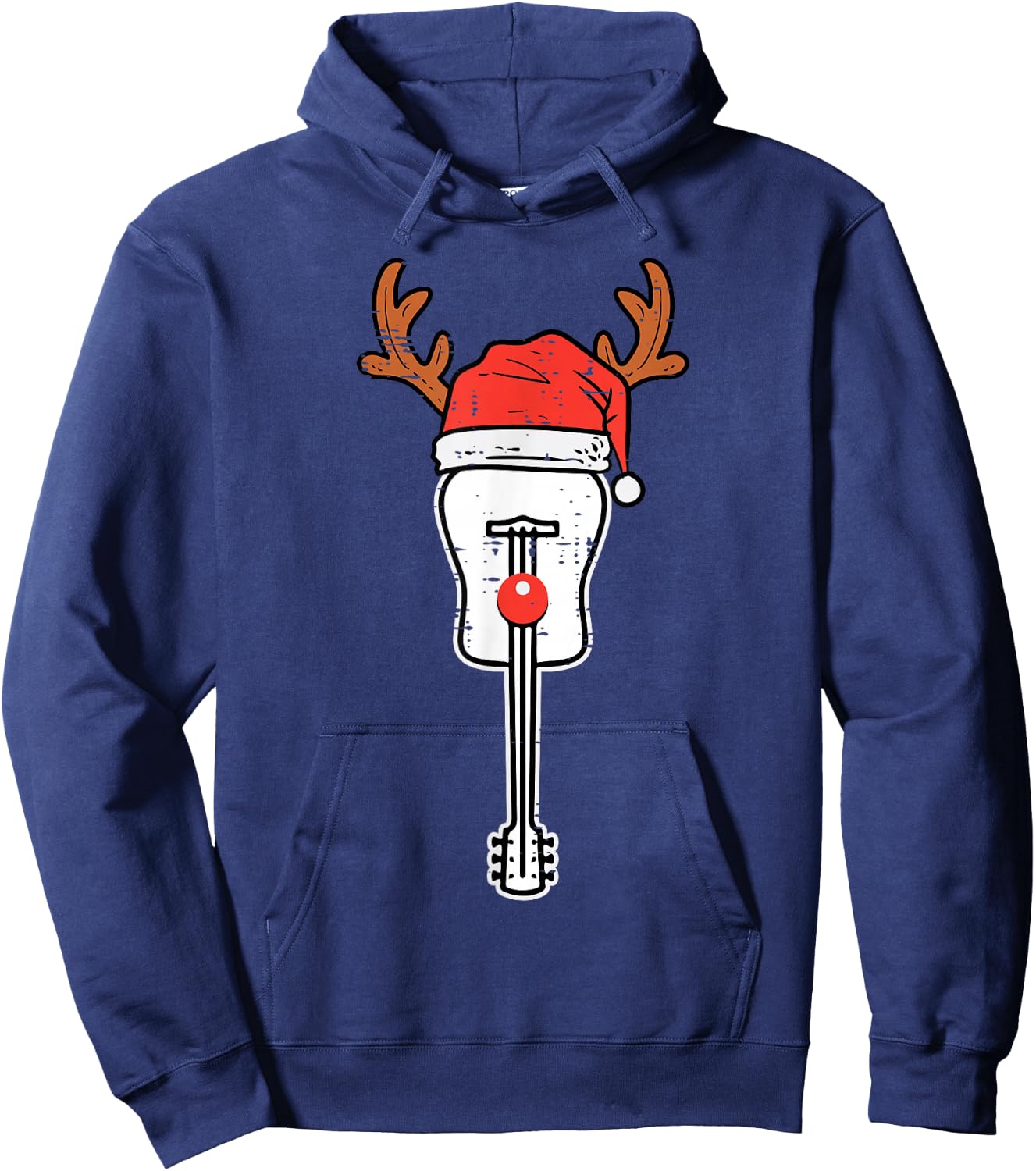Guitar Christmas Reindeer Music Instrument Rocker Rock Xmas Hoodie - Hoodie | Navy