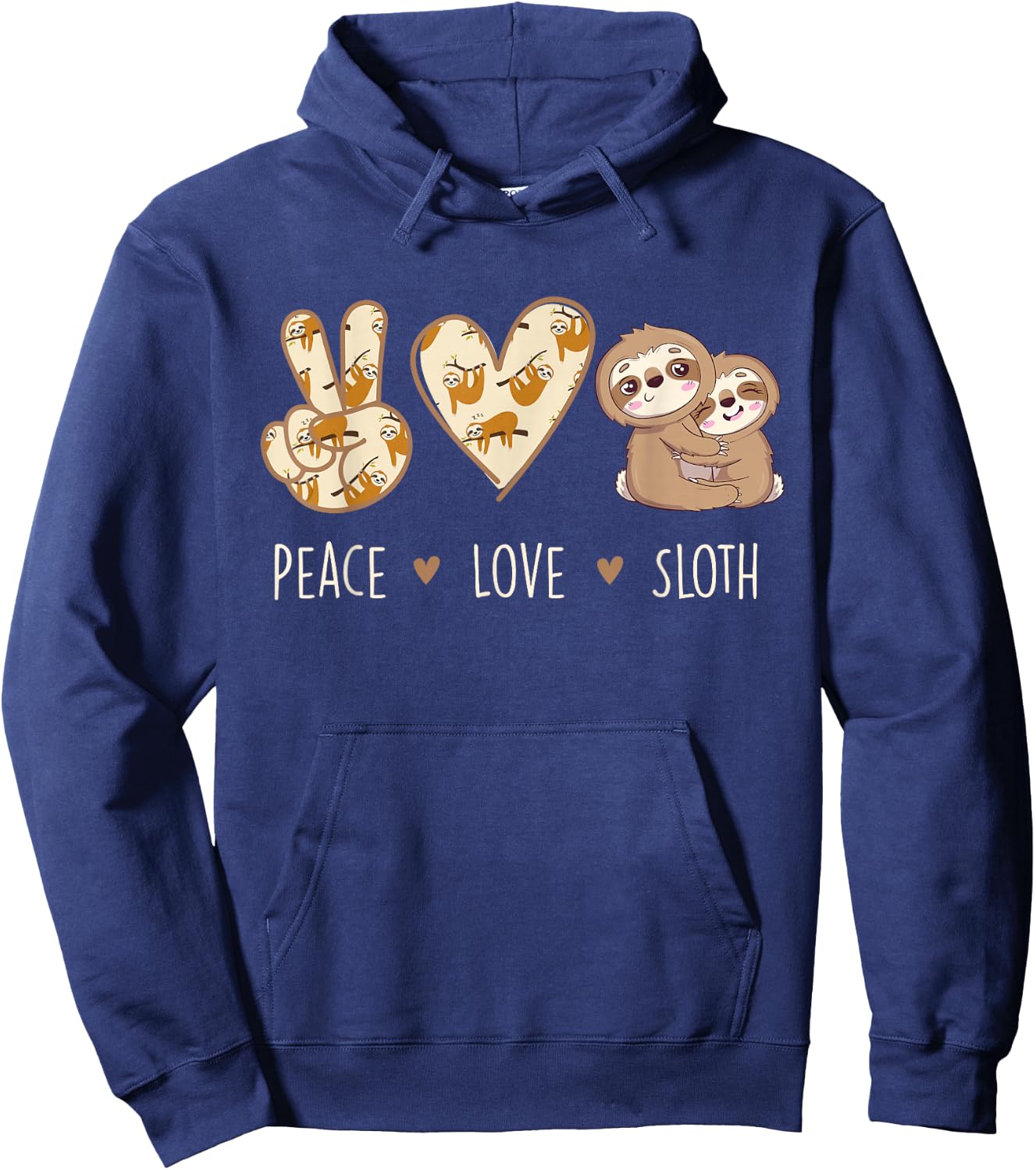 Peace Love Sloth - Animal Lover Environmentalist Zookeeper Hoodie - Hoodie | Navy