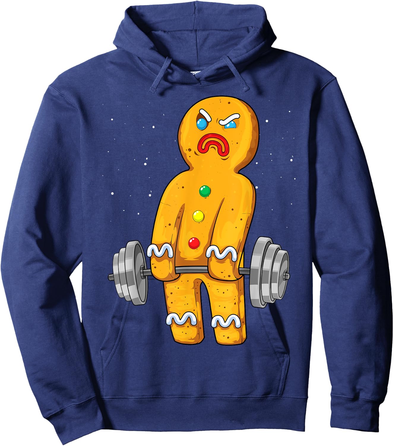 Gingerbread Man Weightlifting Christmas Fitness Gym Deadlift Hoodie - Hoodie | Navy