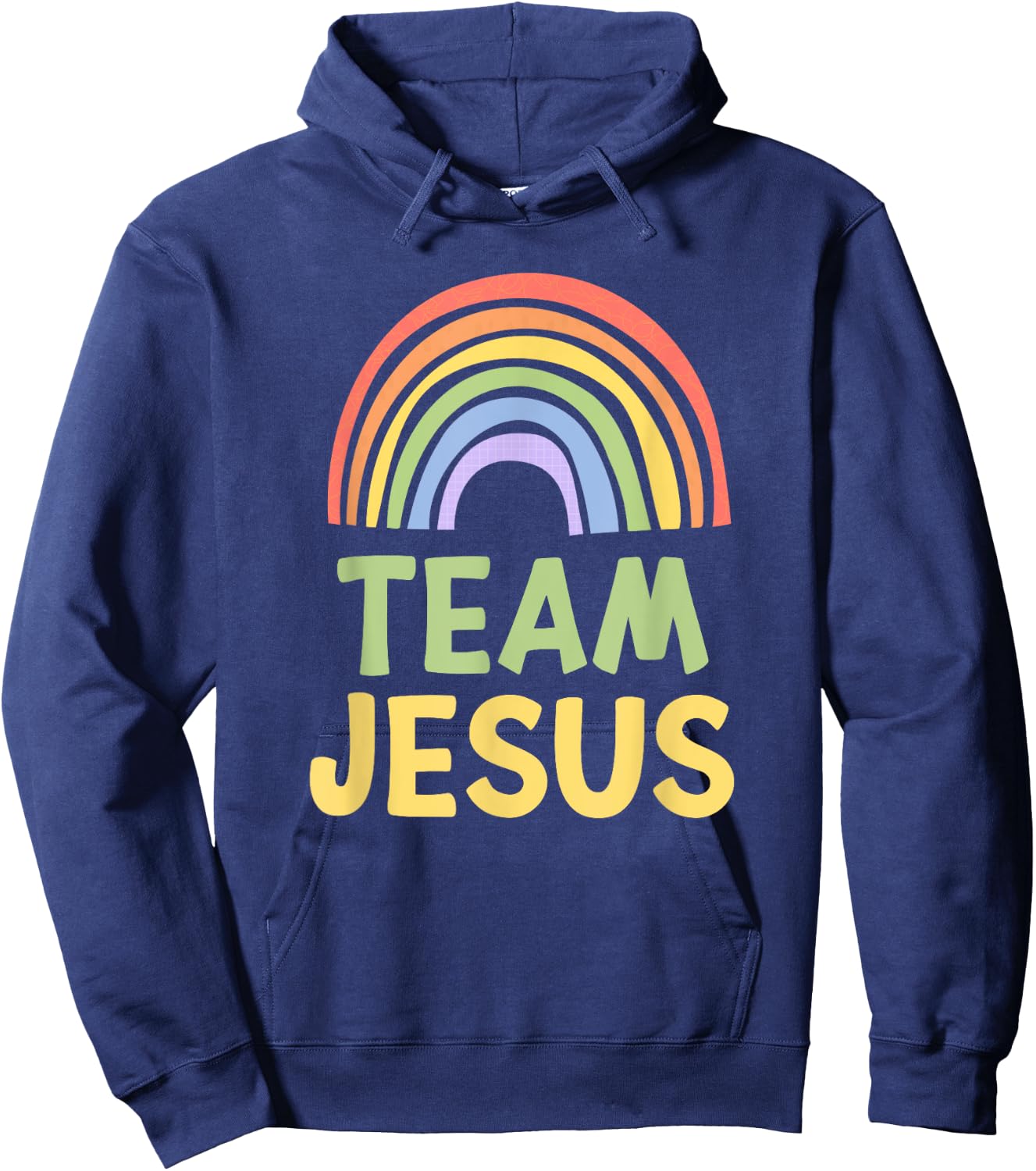 Happy Colorful Team Jesus Rainbow Pride Green Yellow Hoodie - Hoodie | Navy
